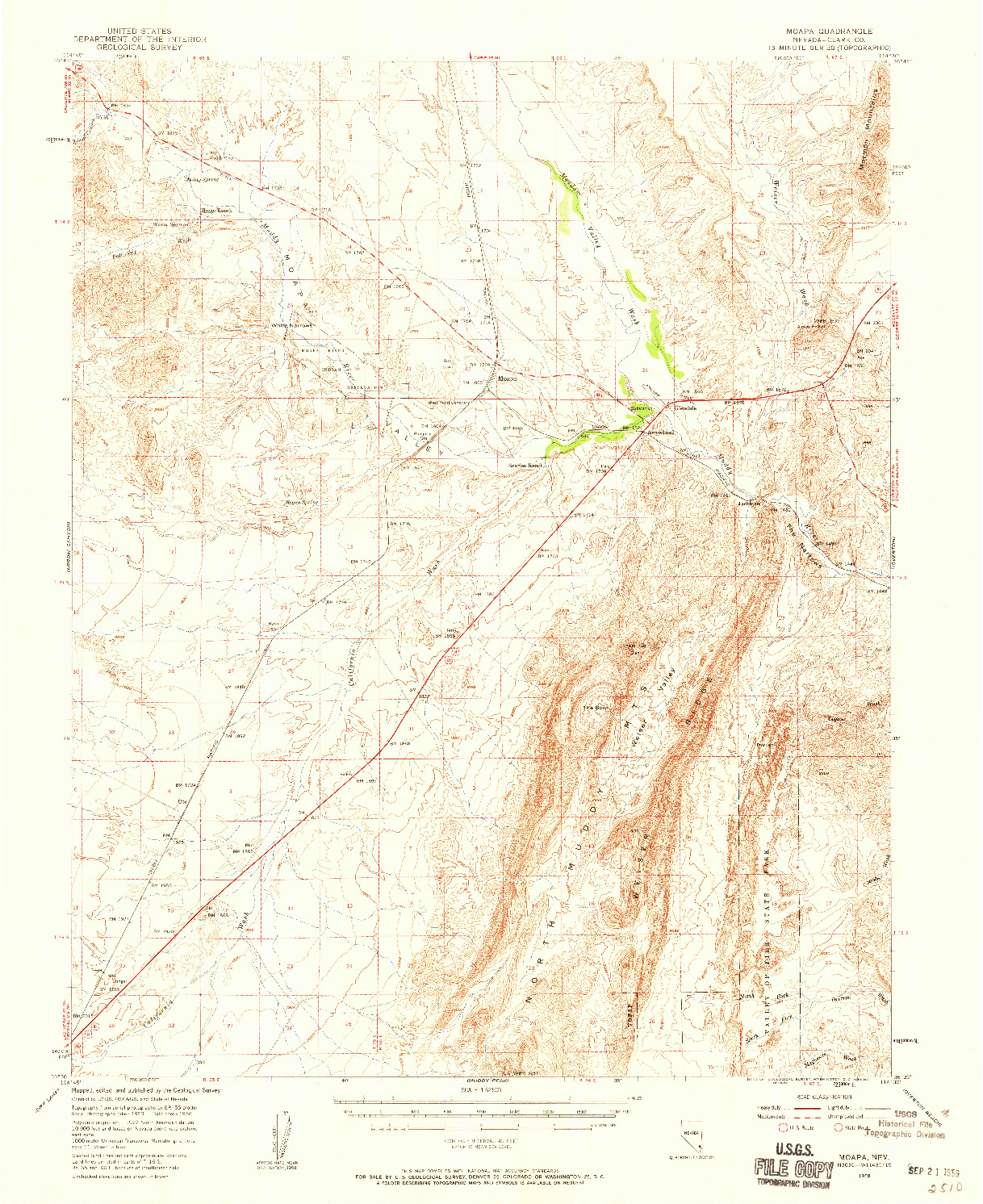 USGS 1:62500-SCALE QUADRANGLE FOR MOAPA, NV 1958