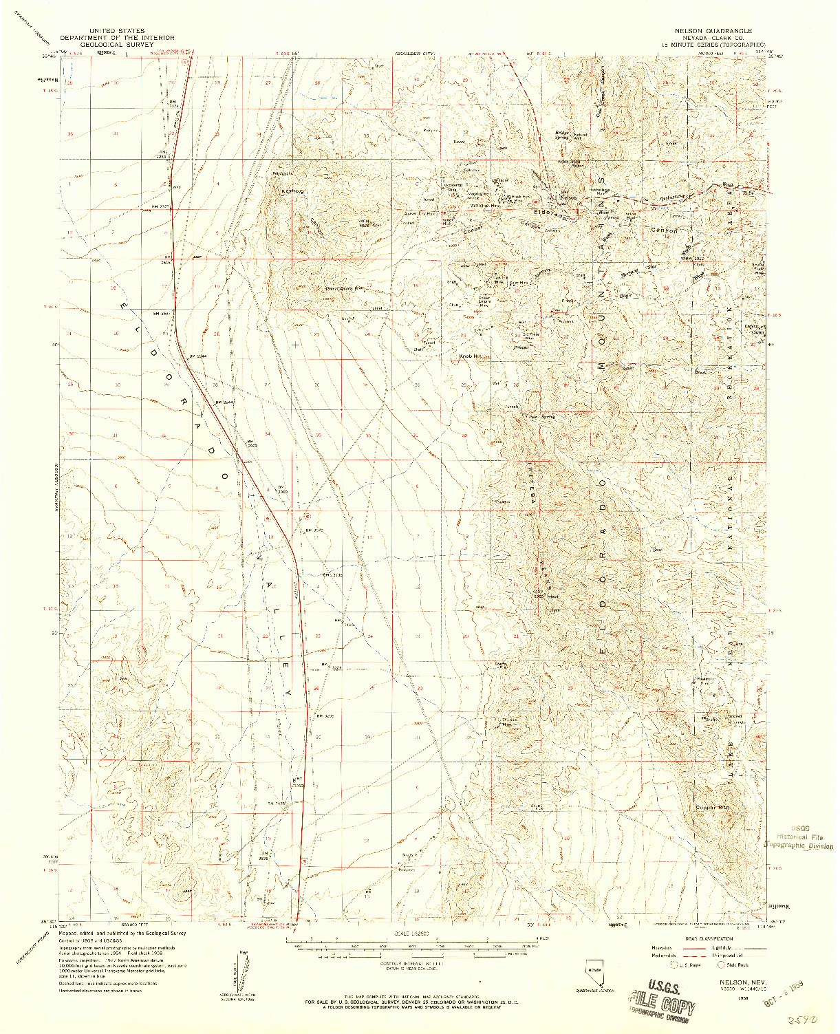 USGS 1:62500-SCALE QUADRANGLE FOR NELSON, NV 1958