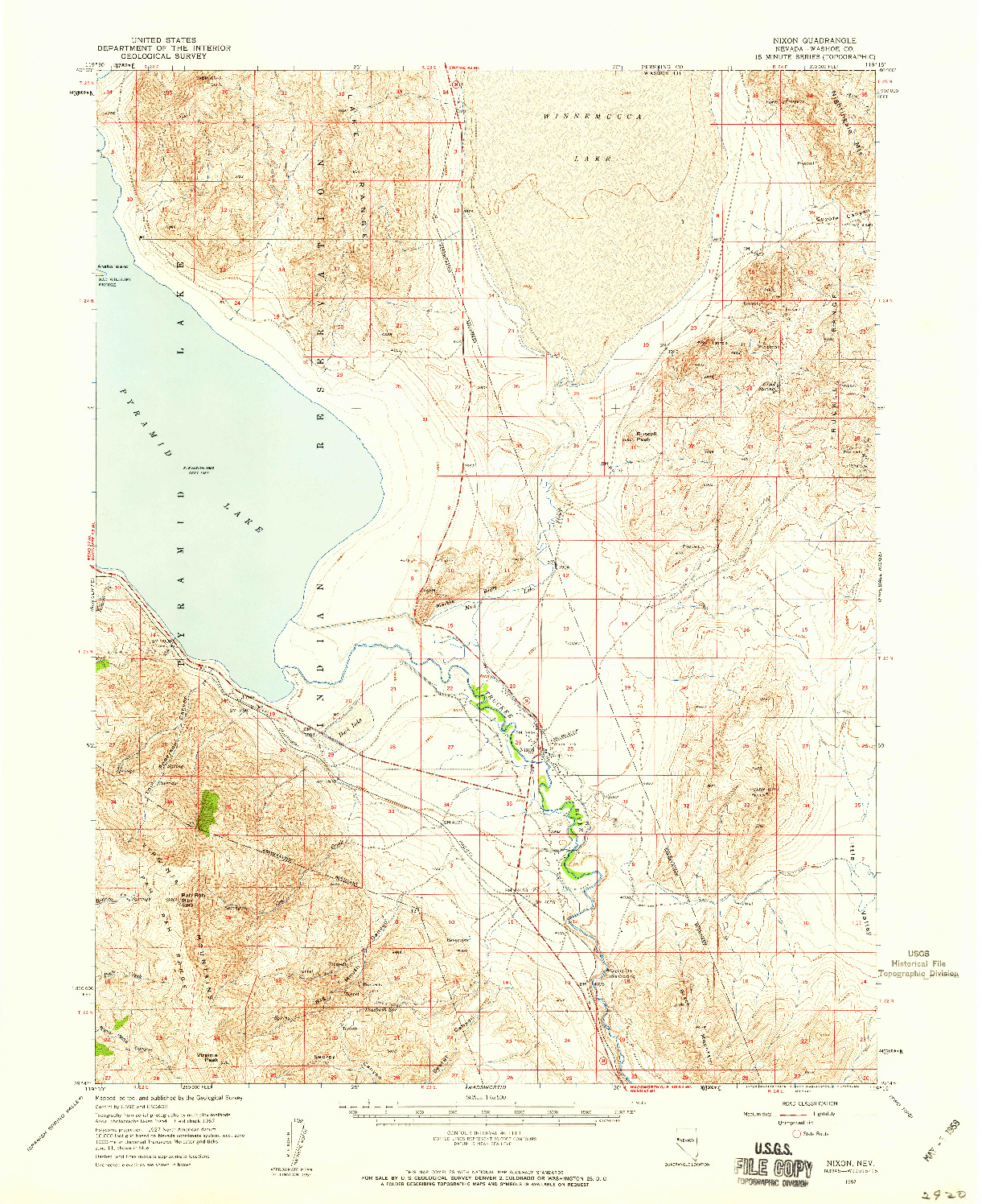 USGS 1:62500-SCALE QUADRANGLE FOR NIXON, NV 1957