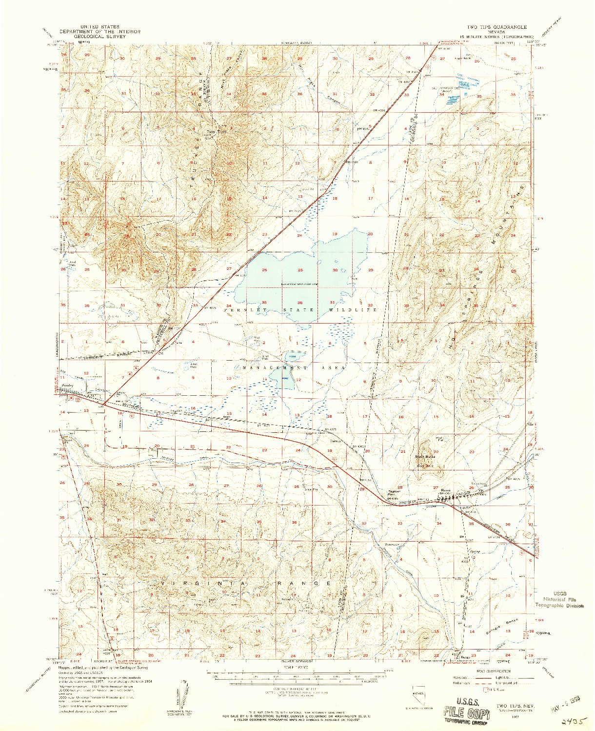 USGS 1:62500-SCALE QUADRANGLE FOR TWO TIPS, NV 1957