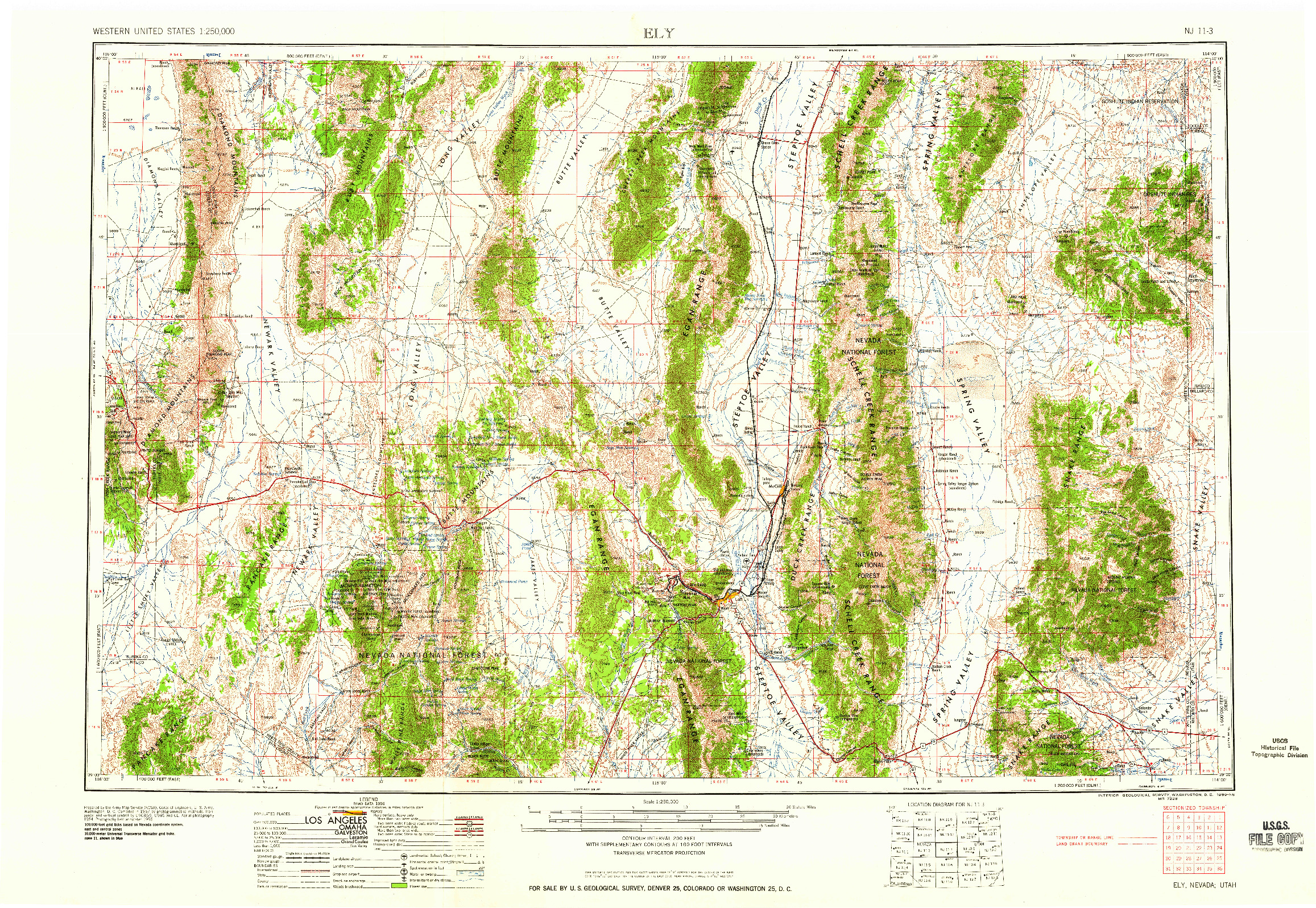 USGS 1:250000-SCALE QUADRANGLE FOR ELY, NV 1959