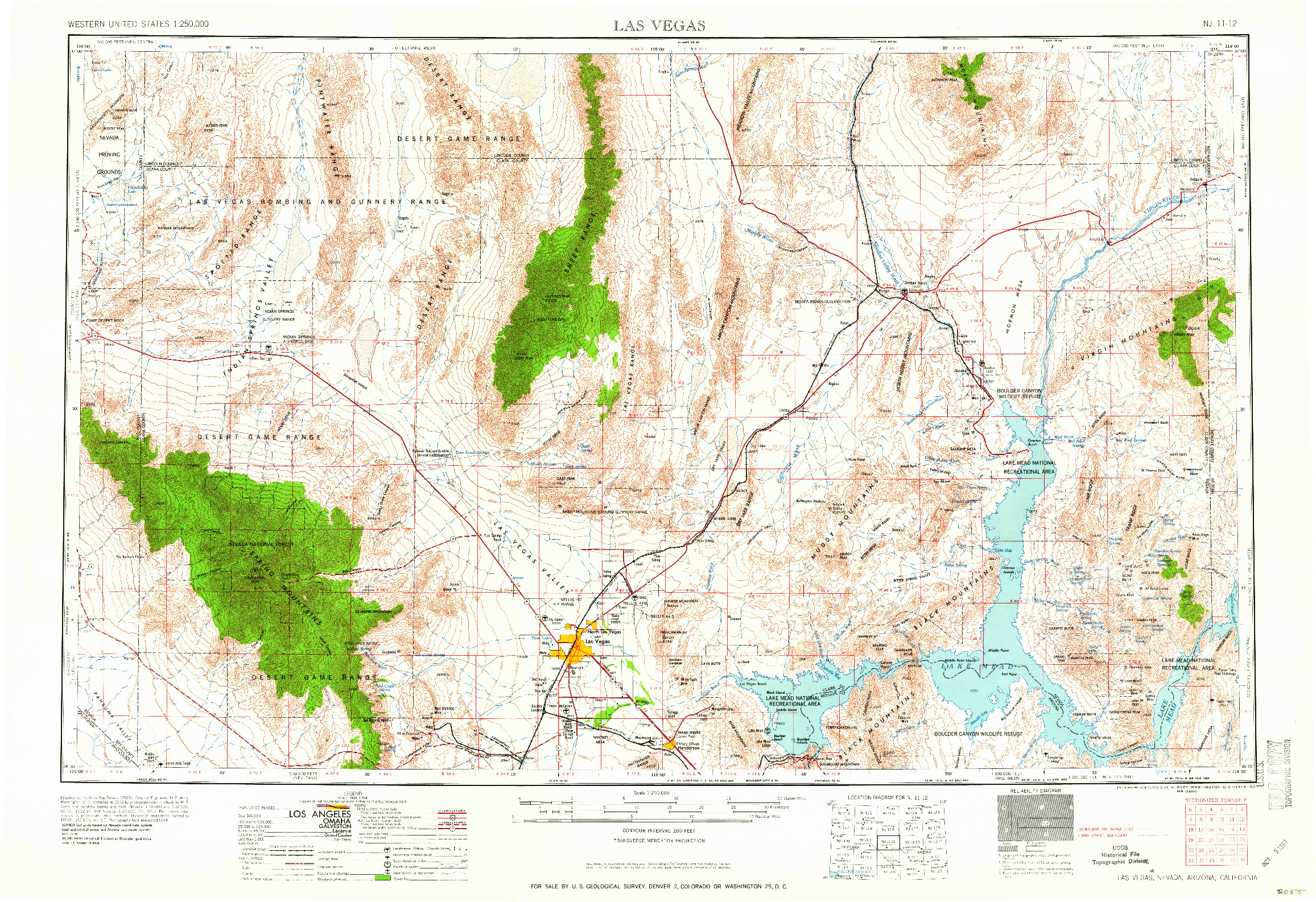 USGS 1:250000-SCALE QUADRANGLE FOR LAS VEGAS, NV 1959