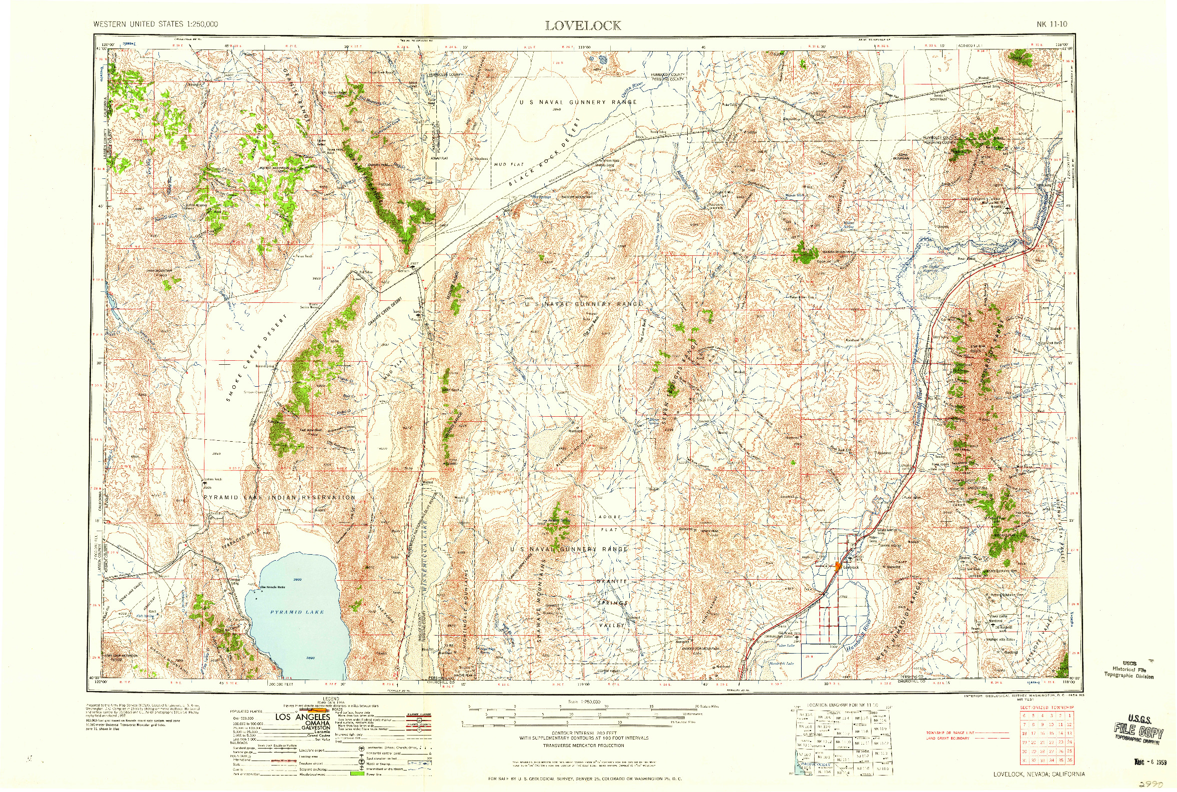 USGS 1:250000-SCALE QUADRANGLE FOR LOVELOCK, NV 1959