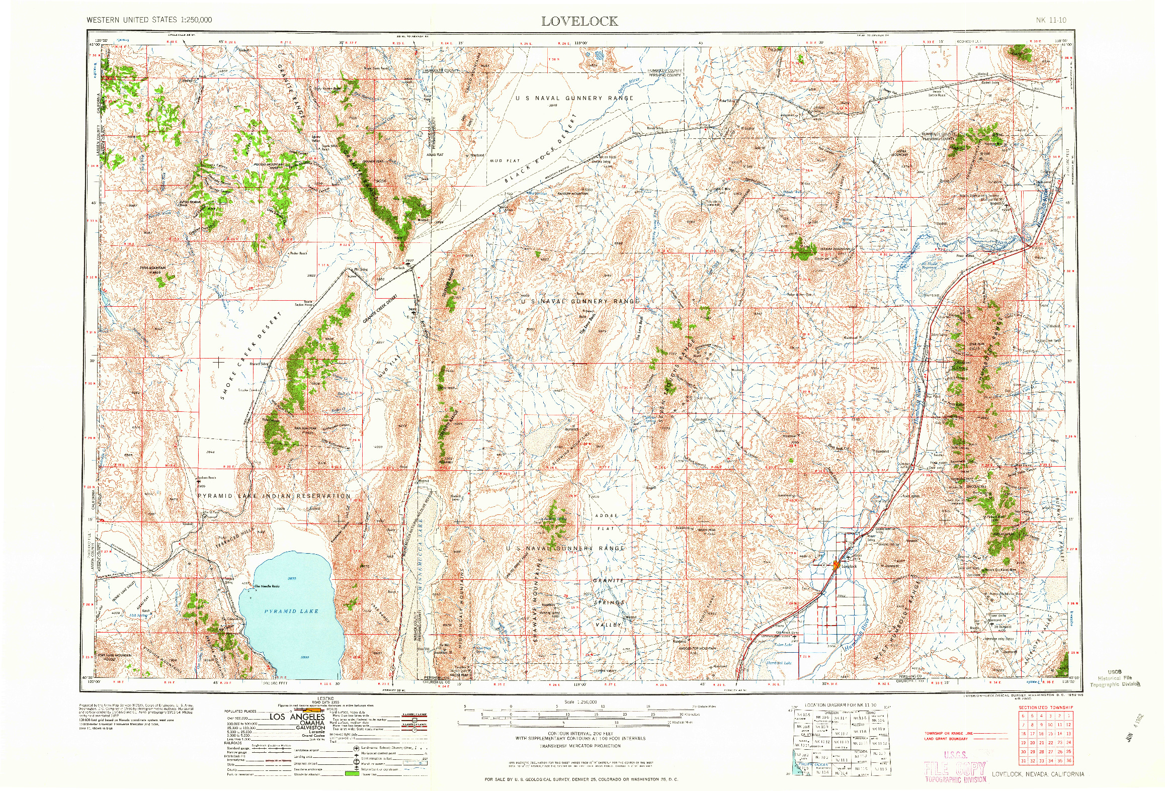 USGS 1:250000-SCALE QUADRANGLE FOR LOVELOCK, NV 1959