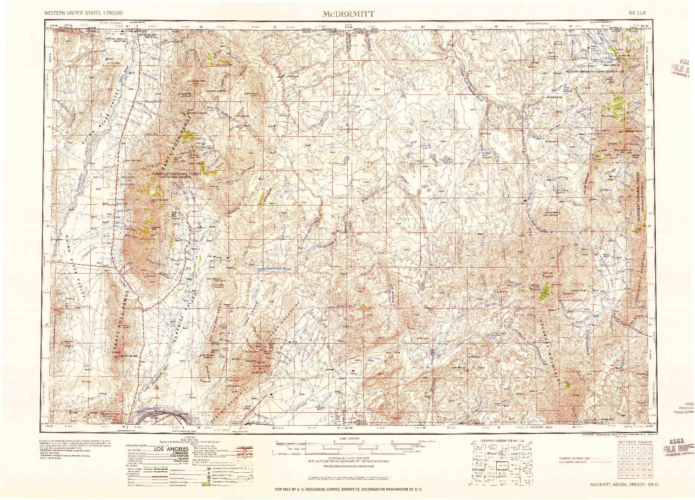 USGS 1:250000-SCALE QUADRANGLE FOR MCDERMITT, NV 1959