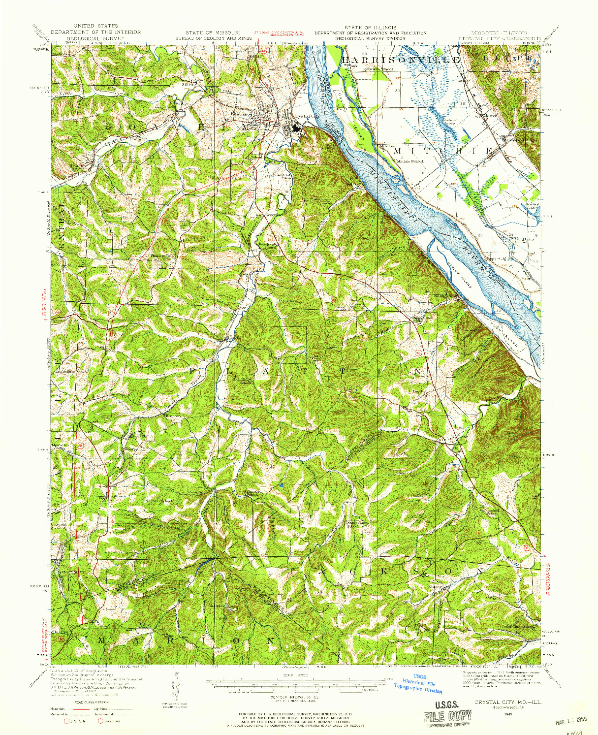 USGS 1:62500-SCALE QUADRANGLE FOR CRYSTAL CITY, MO 1949