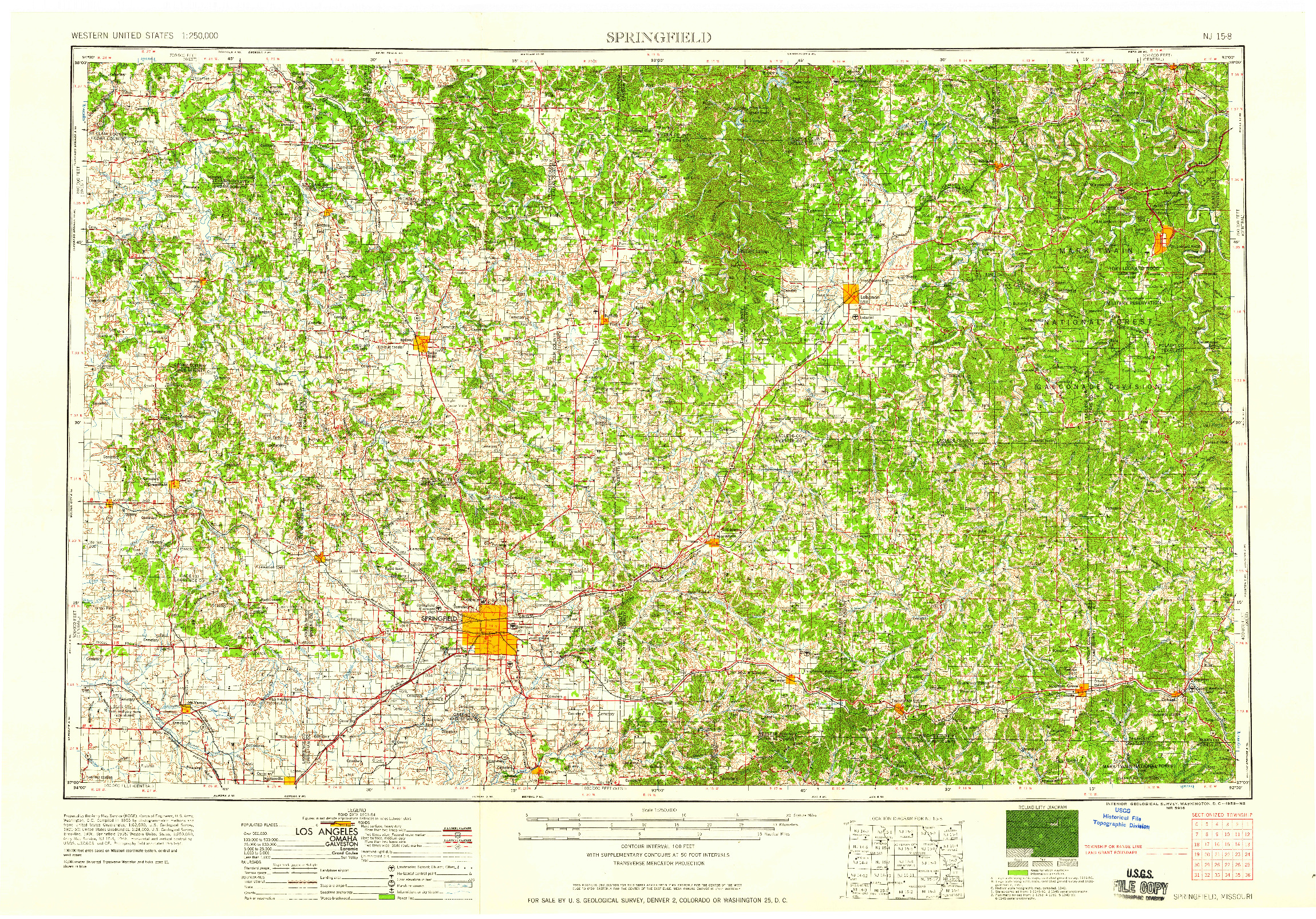 USGS 1:250000-SCALE QUADRANGLE FOR SPRINGFIELD, MO 1959