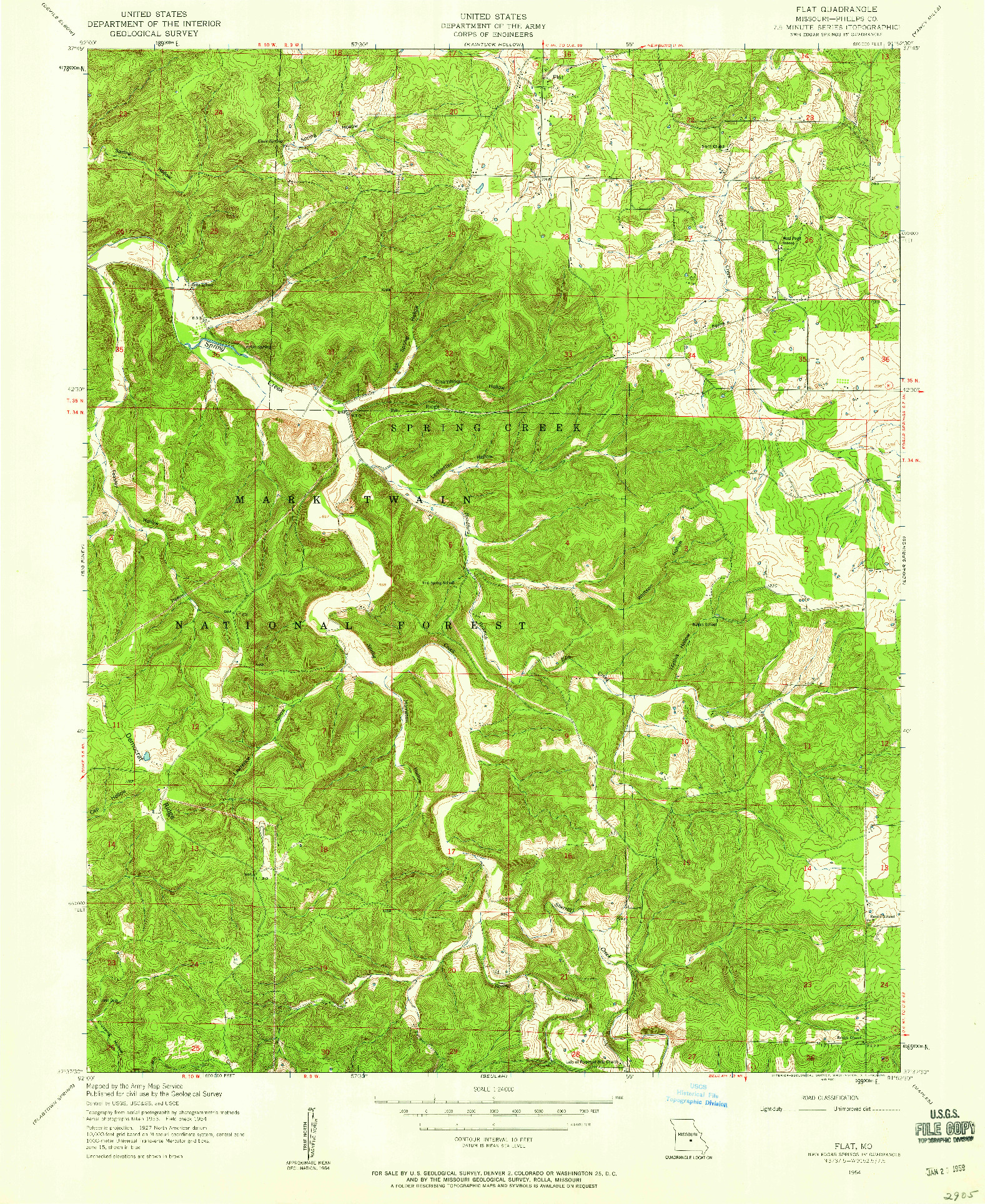 USGS 1:24000-SCALE QUADRANGLE FOR FLAT, MO 1954