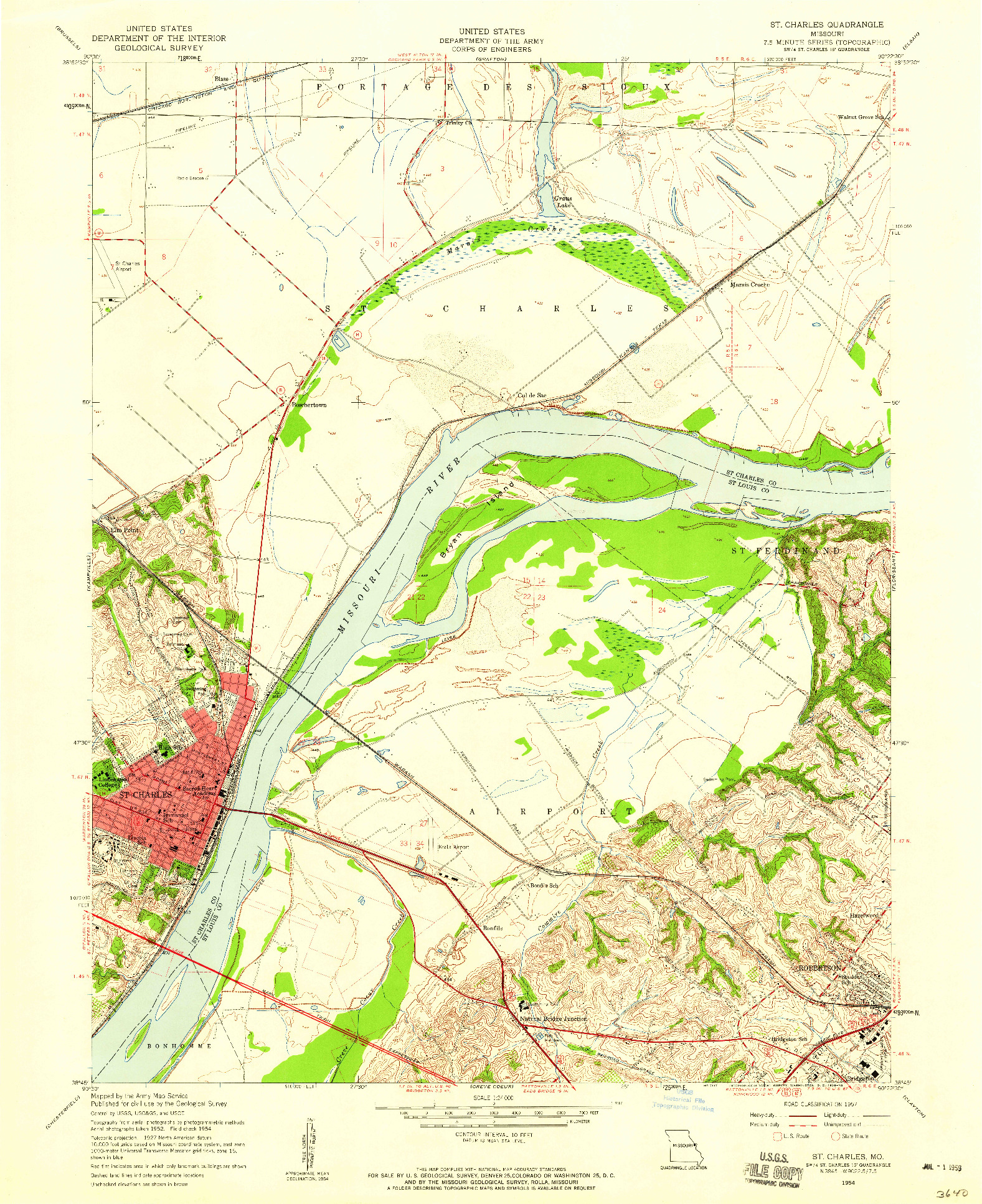 USGS 1:24000-SCALE QUADRANGLE FOR ST. CHARLES, MO 1954