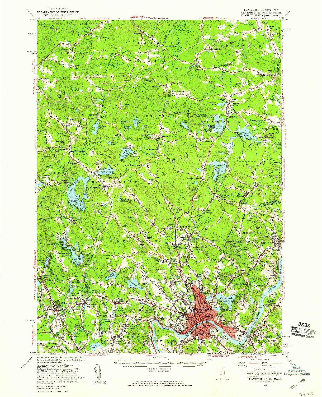 USGS 1:62500-SCALE QUADRANGLE FOR HAVERHILL, NH 1956