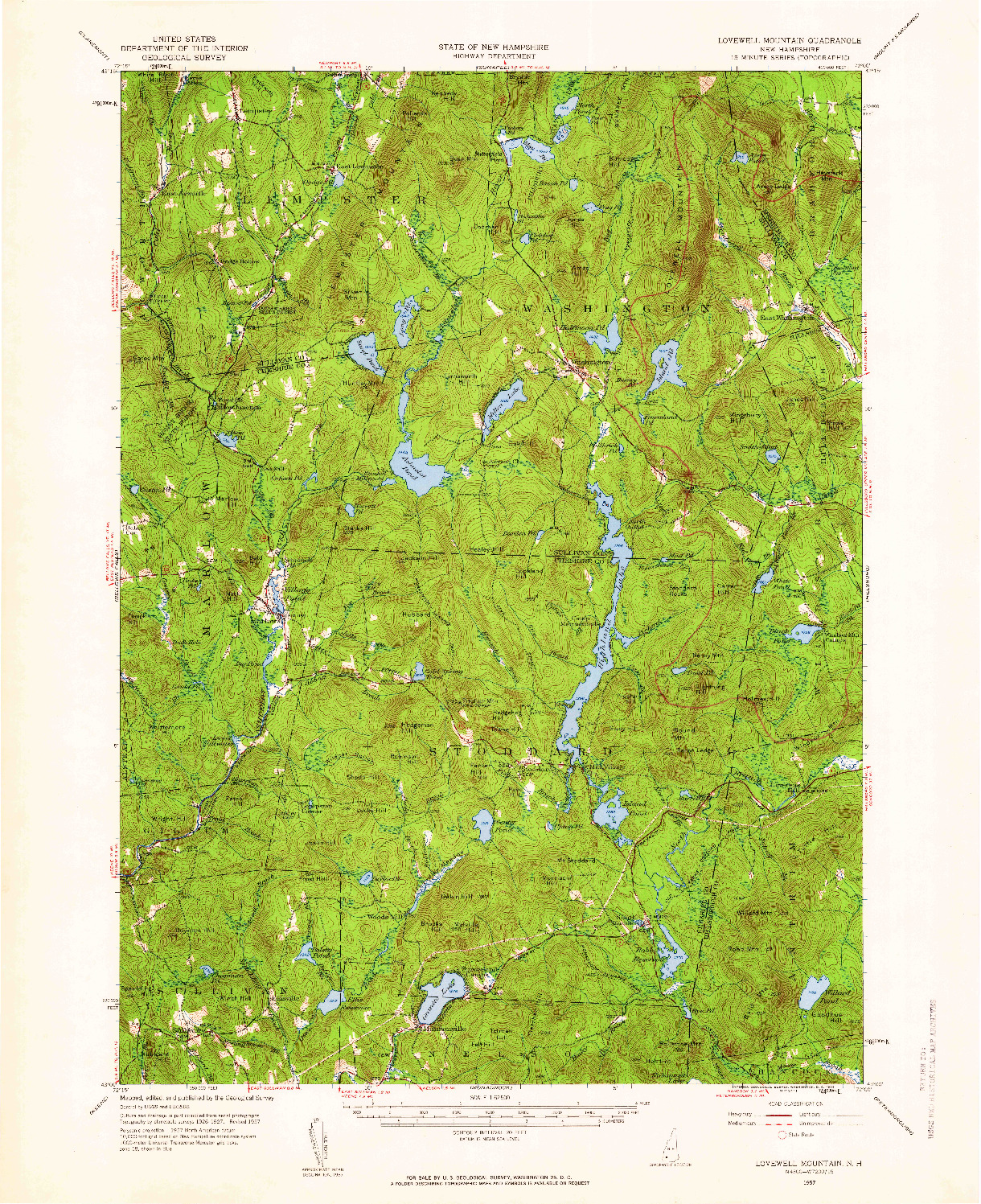 USGS 1:62500-SCALE QUADRANGLE FOR LOVEWELL MOUNTAIN, NH 1957