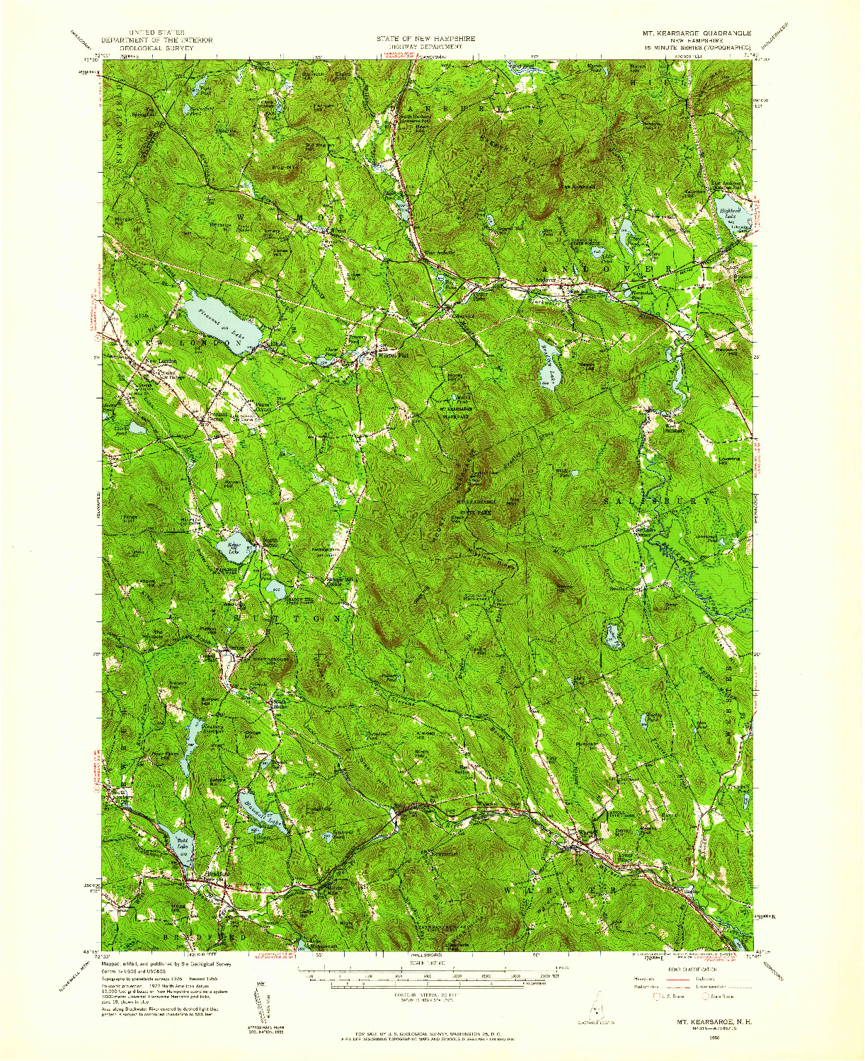 USGS 1:62500-SCALE QUADRANGLE FOR MT. KEARSARGE, NH 1956