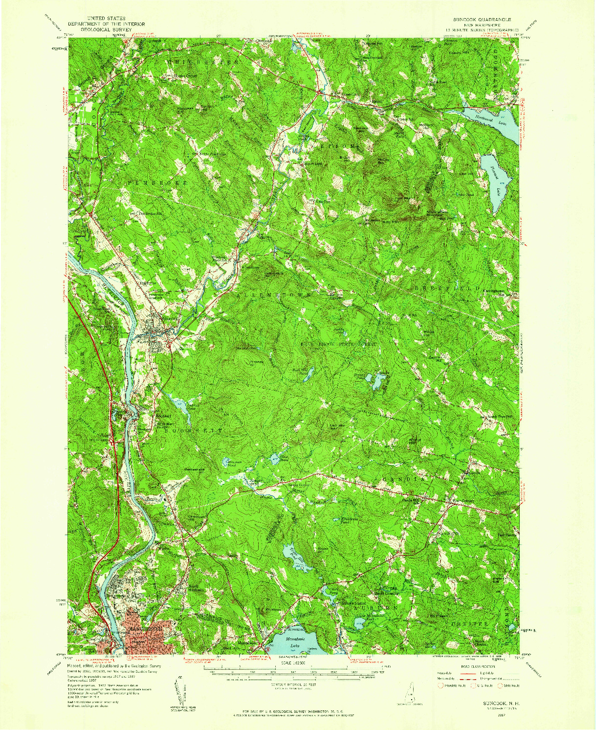 USGS 1:62500-SCALE QUADRANGLE FOR SUNCOOK, NH 1957