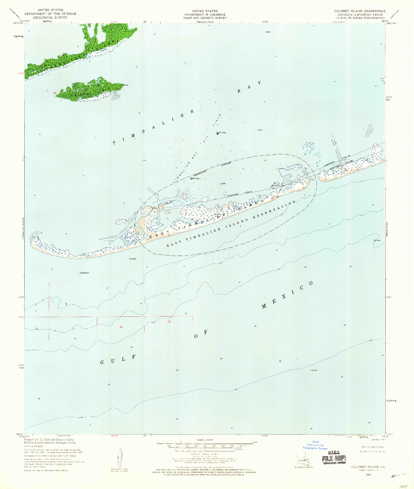 USGS 1:24000-SCALE QUADRANGLE FOR CALUMET ISLAND, LA 1953