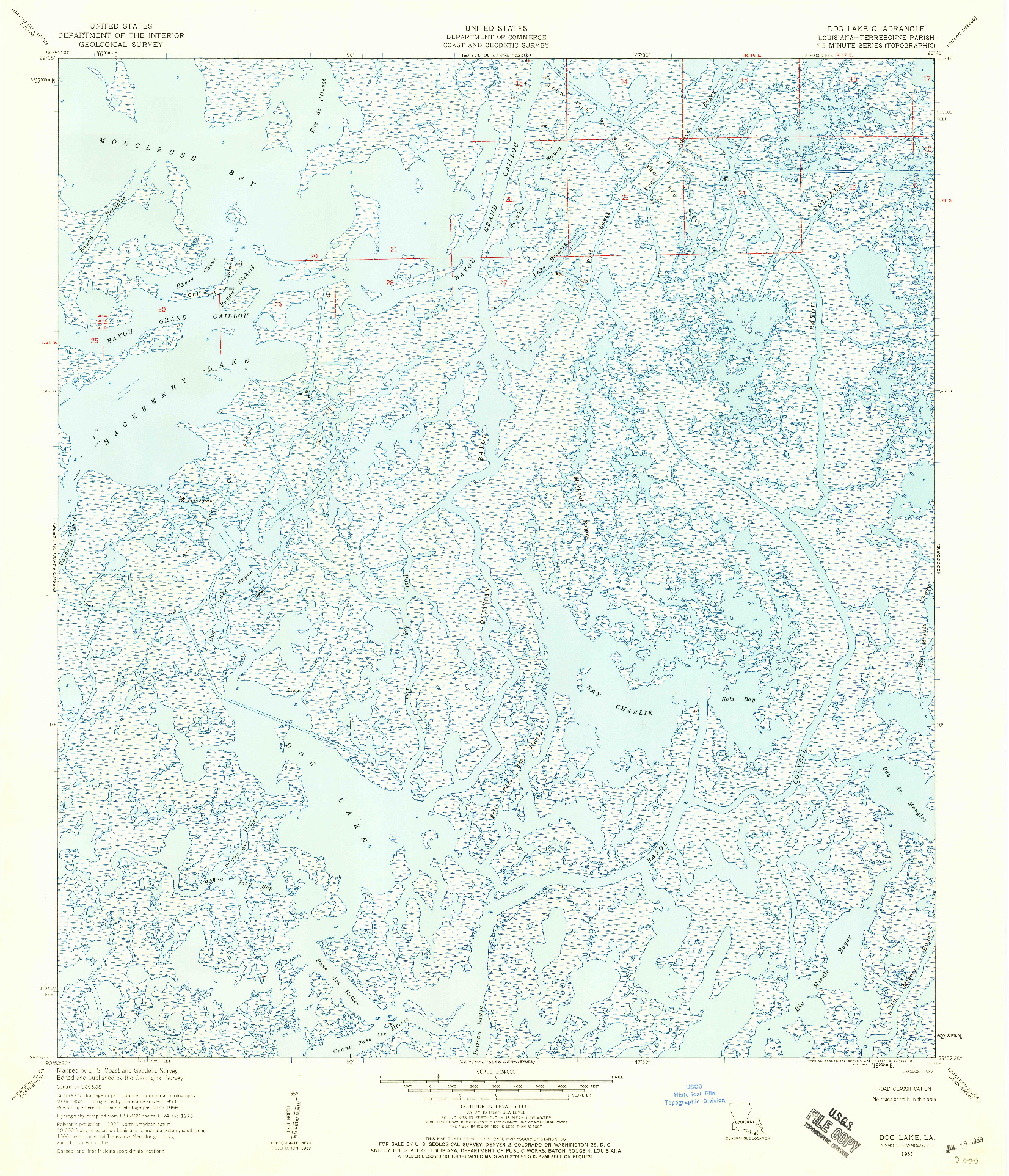USGS 1:24000-SCALE QUADRANGLE FOR DOG LAKE, LA 1953