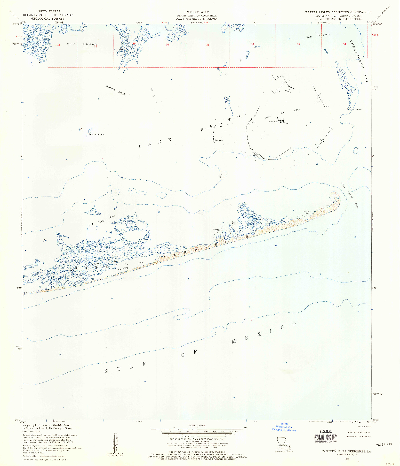 USGS 1:24000-SCALE QUADRANGLE FOR EASTERN ISLES DERNIERES, LA 1953