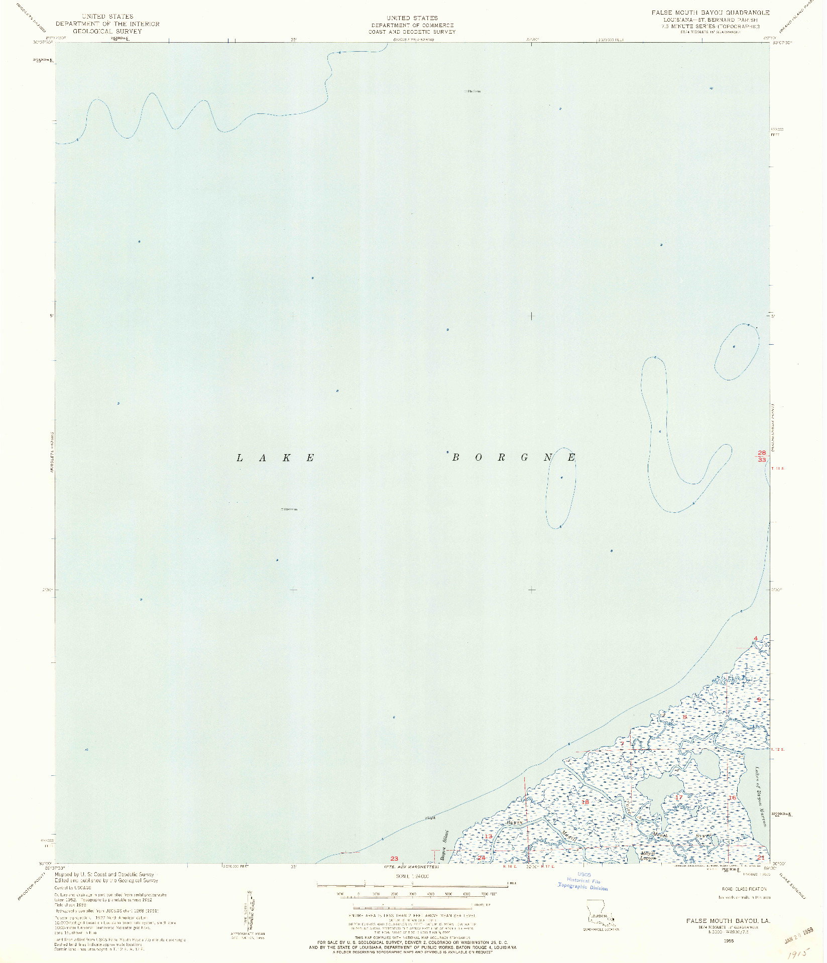 USGS 1:24000-SCALE QUADRANGLE FOR FALSE MOUTH BAYOU, LA 1955