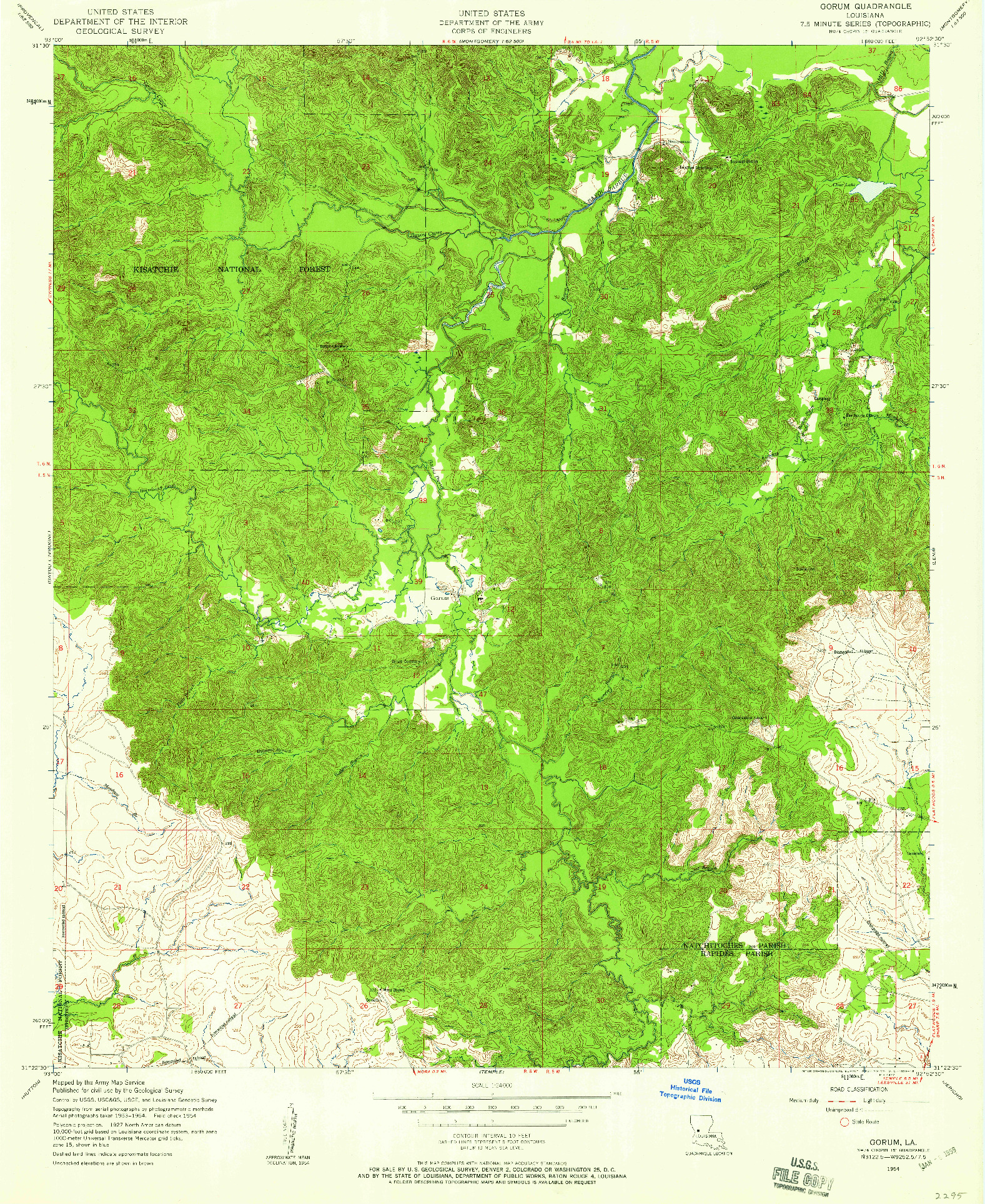 USGS 1:24000-SCALE QUADRANGLE FOR GORUM, LA 1954