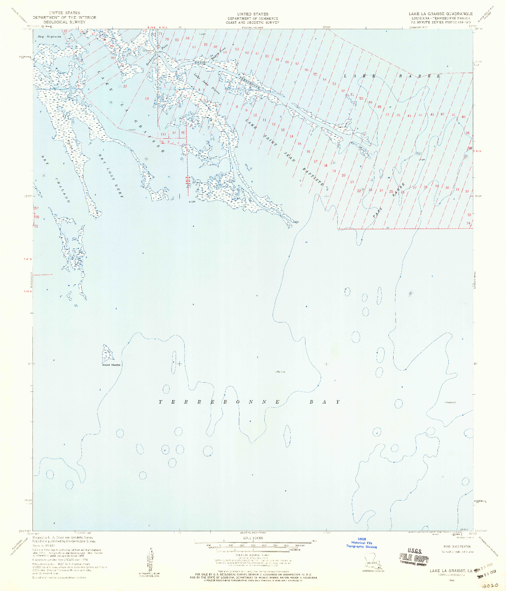 USGS 1:24000-SCALE QUADRANGLE FOR LAKE LA GRAISSE, LA 1956
