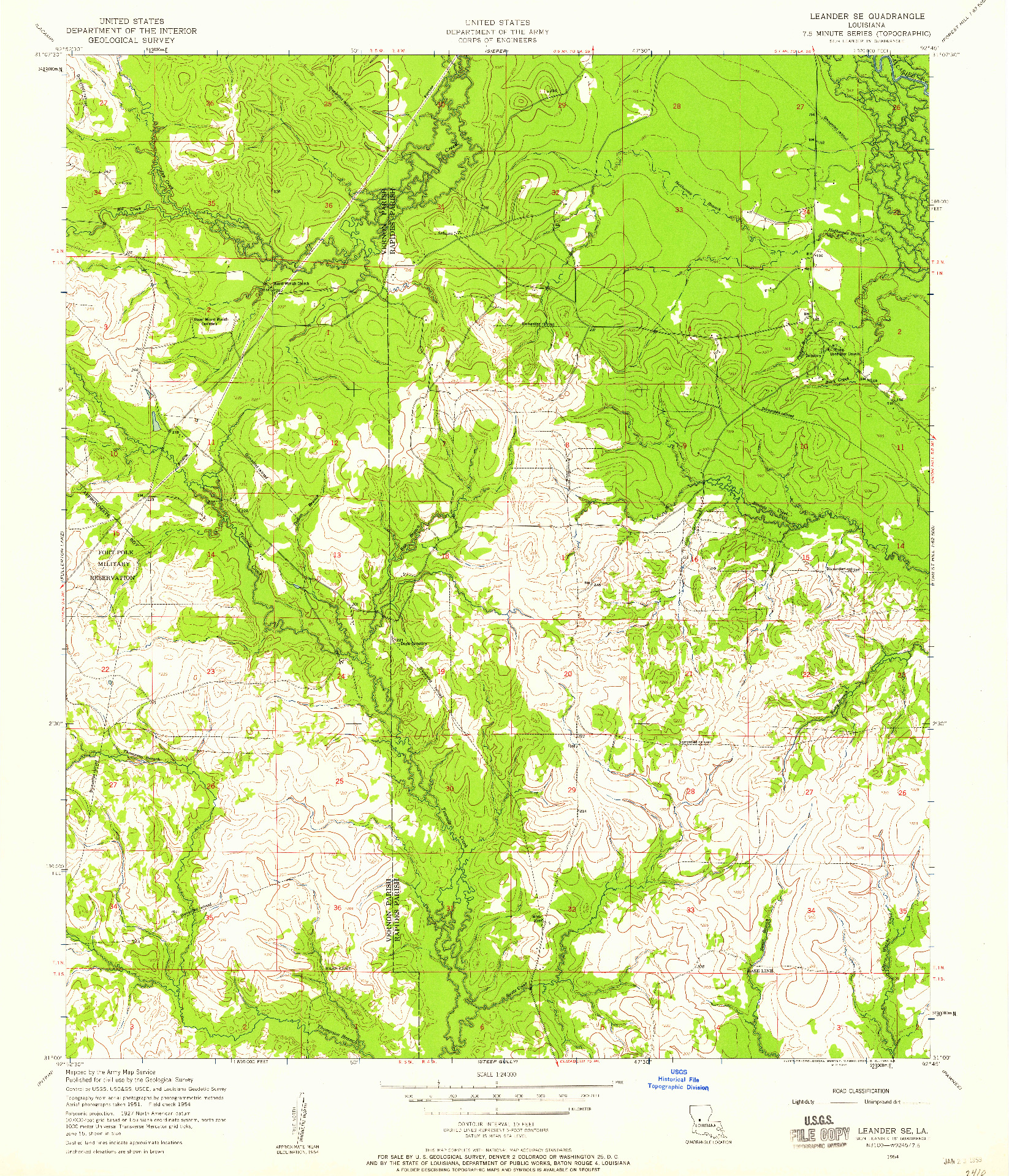 USGS 1:24000-SCALE QUADRANGLE FOR LEANDER SE, LA 1954