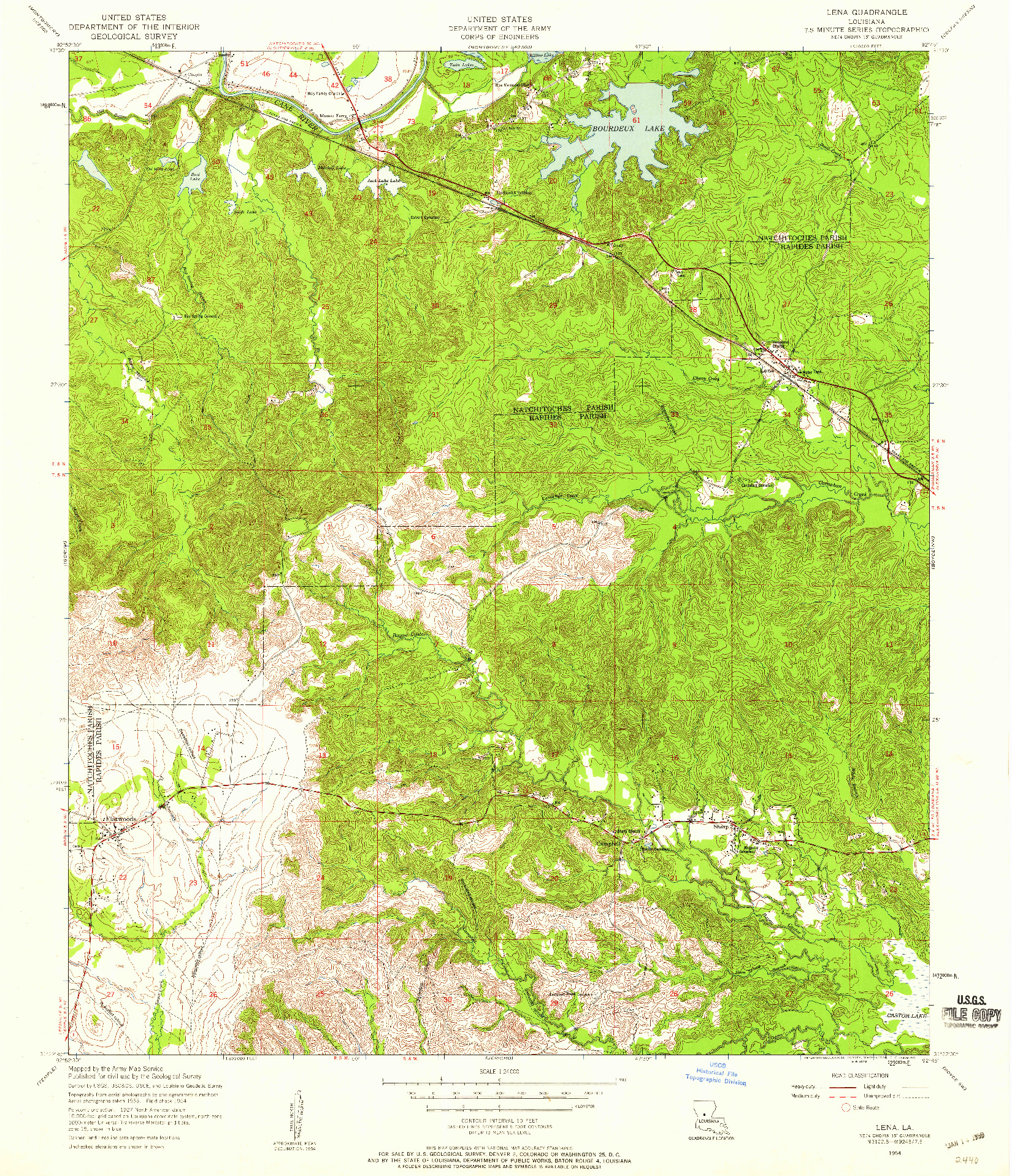 USGS 1:24000-SCALE QUADRANGLE FOR LENA, LA 1954