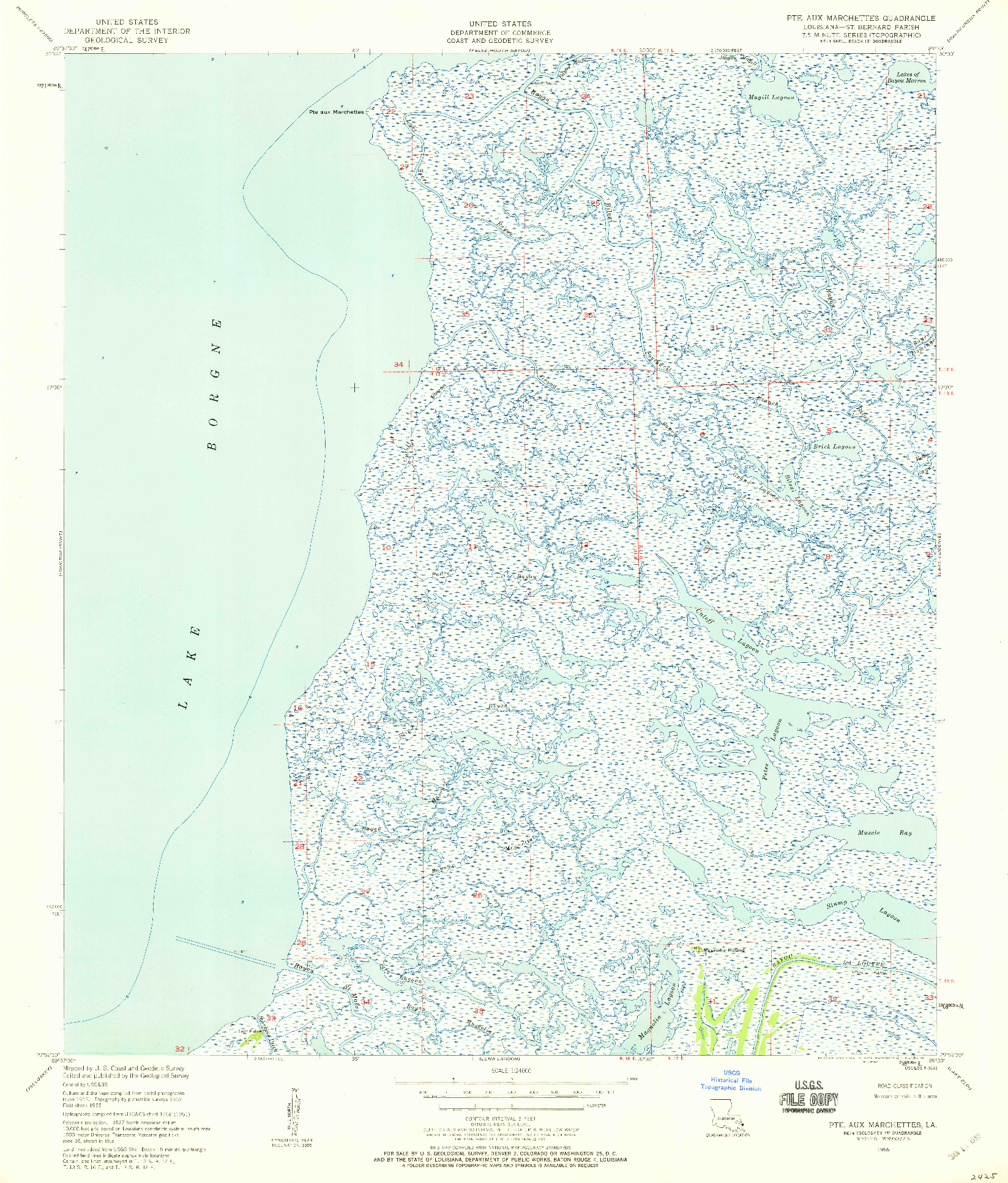 USGS 1:24000-SCALE QUADRANGLE FOR POINTE AUX MARCHETTES, LA 1955