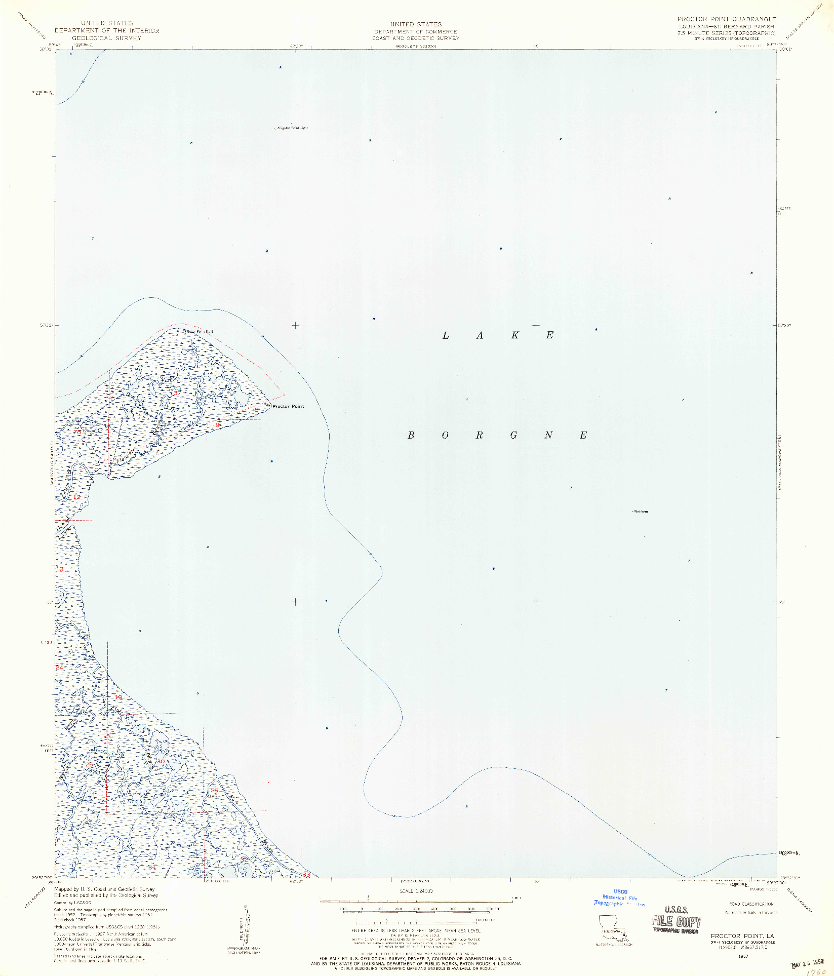USGS 1:24000-SCALE QUADRANGLE FOR PROCTOR POINT, LA 1957
