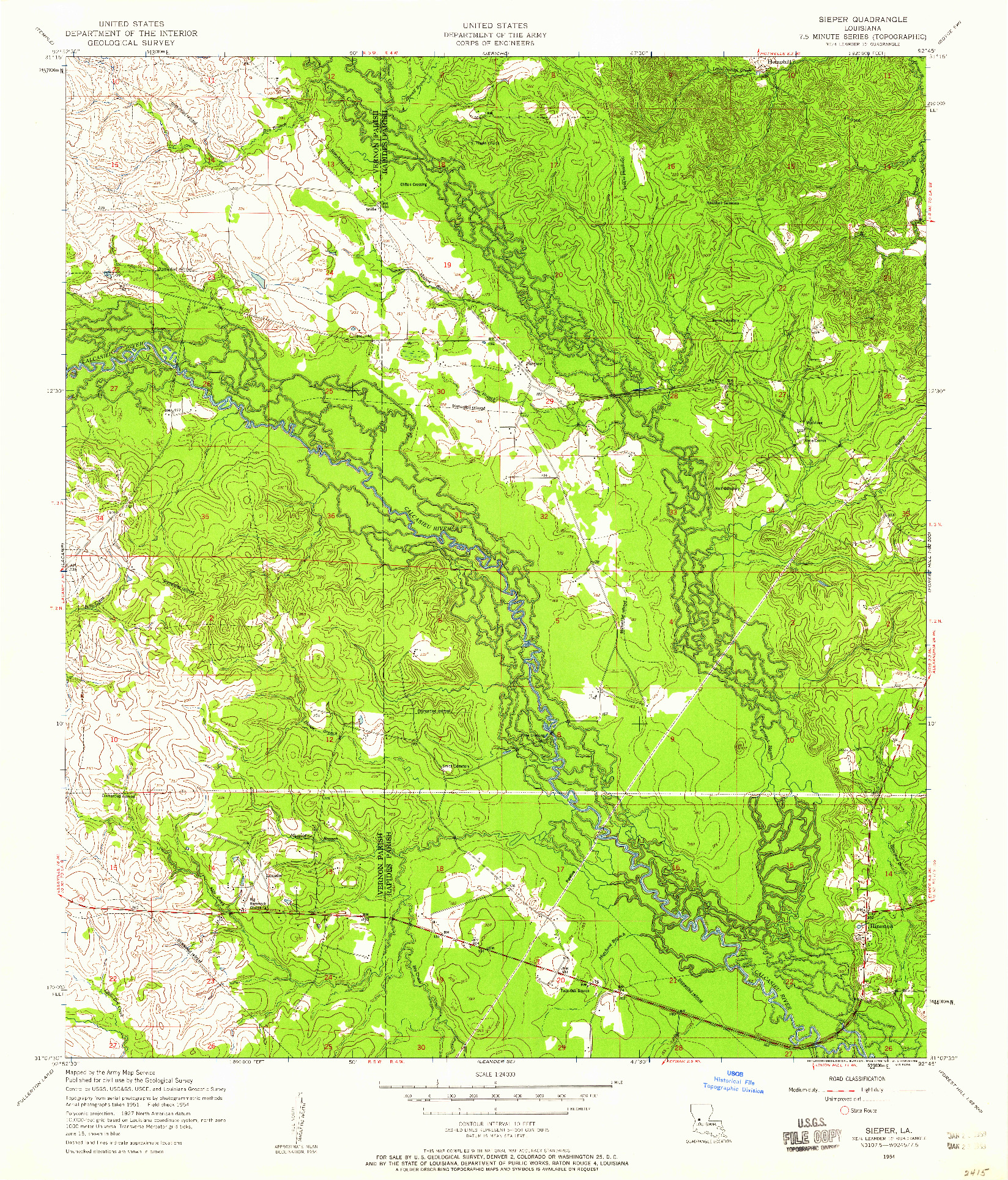 USGS 1:24000-SCALE QUADRANGLE FOR SIEPER, LA 1954
