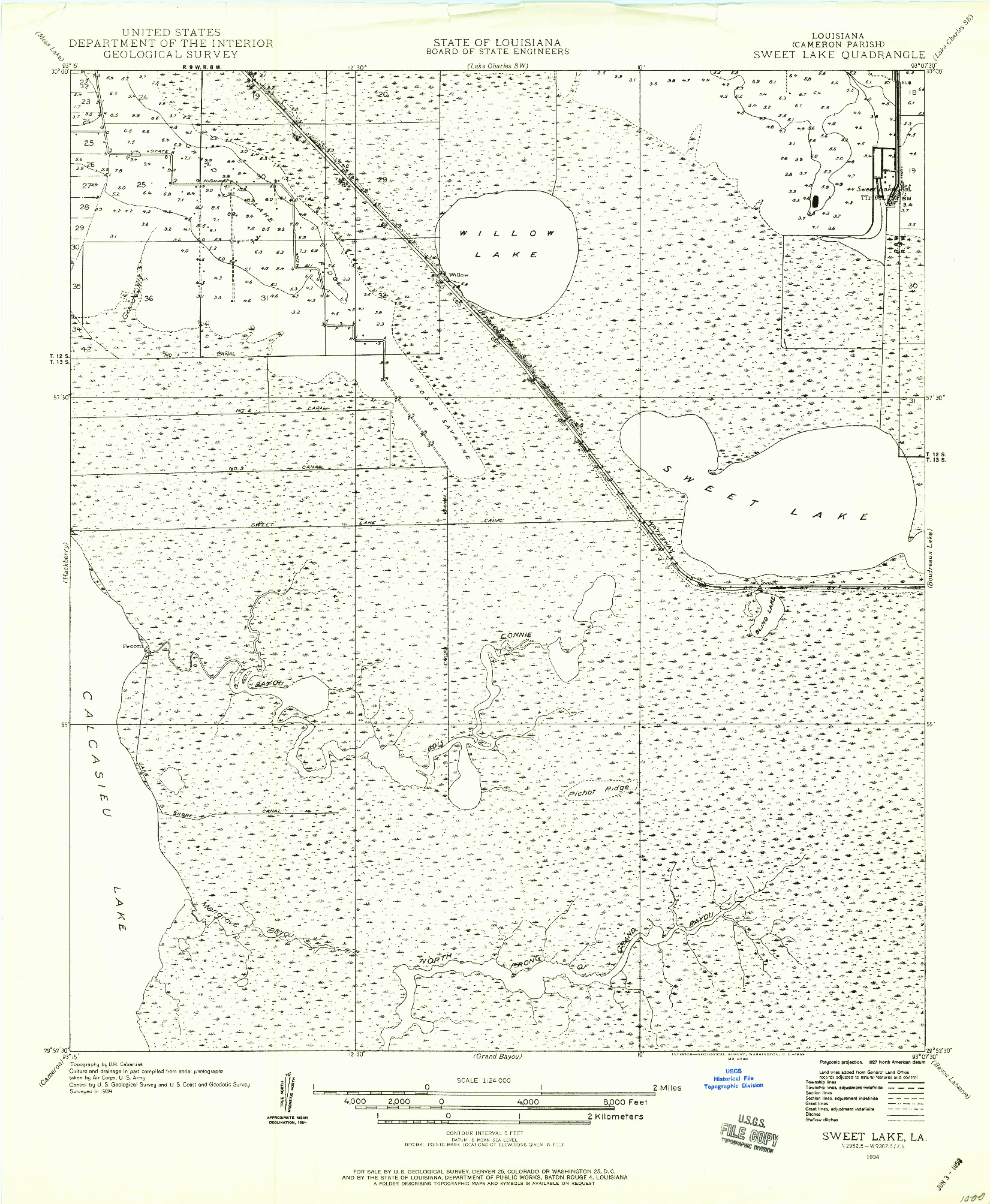 USGS 1:24000-SCALE QUADRANGLE FOR SWEET LAKE, LA 1934