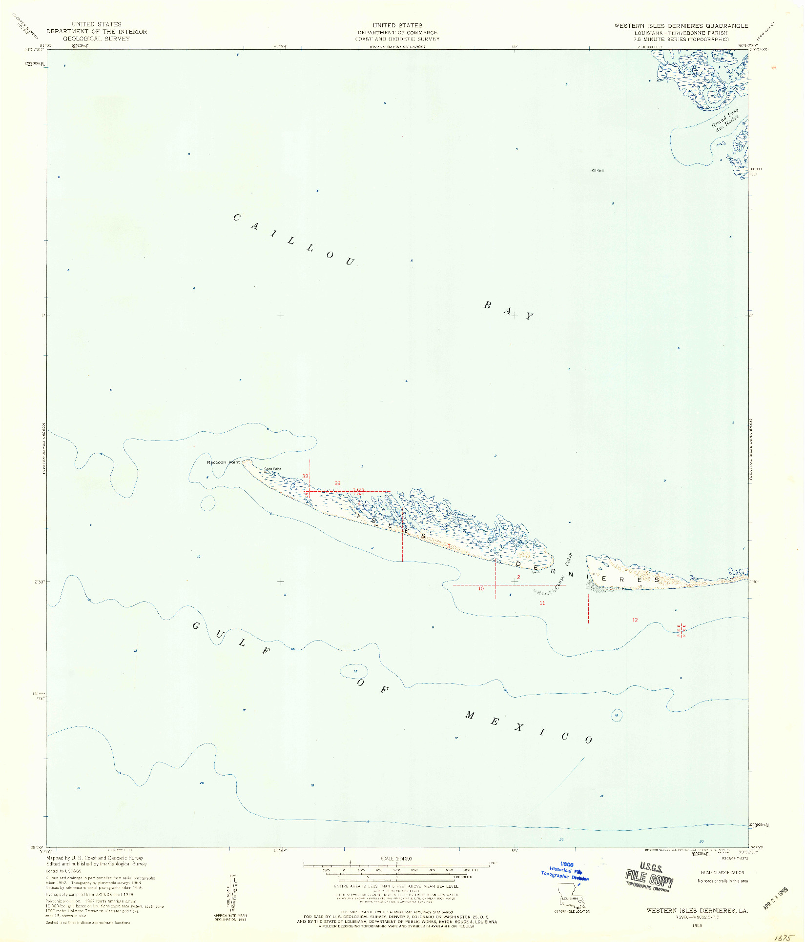 USGS 1:24000-SCALE QUADRANGLE FOR WESTERN ISLES DERNIERES, LA 1953