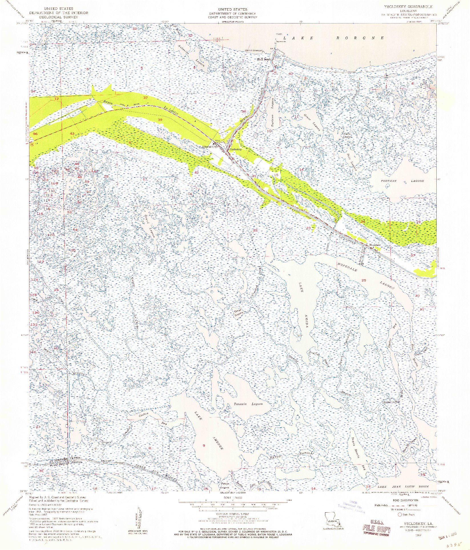 USGS 1:24000-SCALE QUADRANGLE FOR YSCLOSKEY, LA 1957