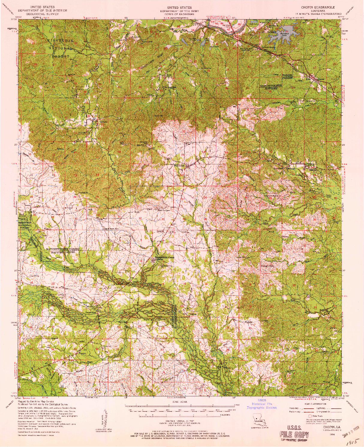 USGS 1:62500-SCALE QUADRANGLE FOR CHOPIN, LA 1954