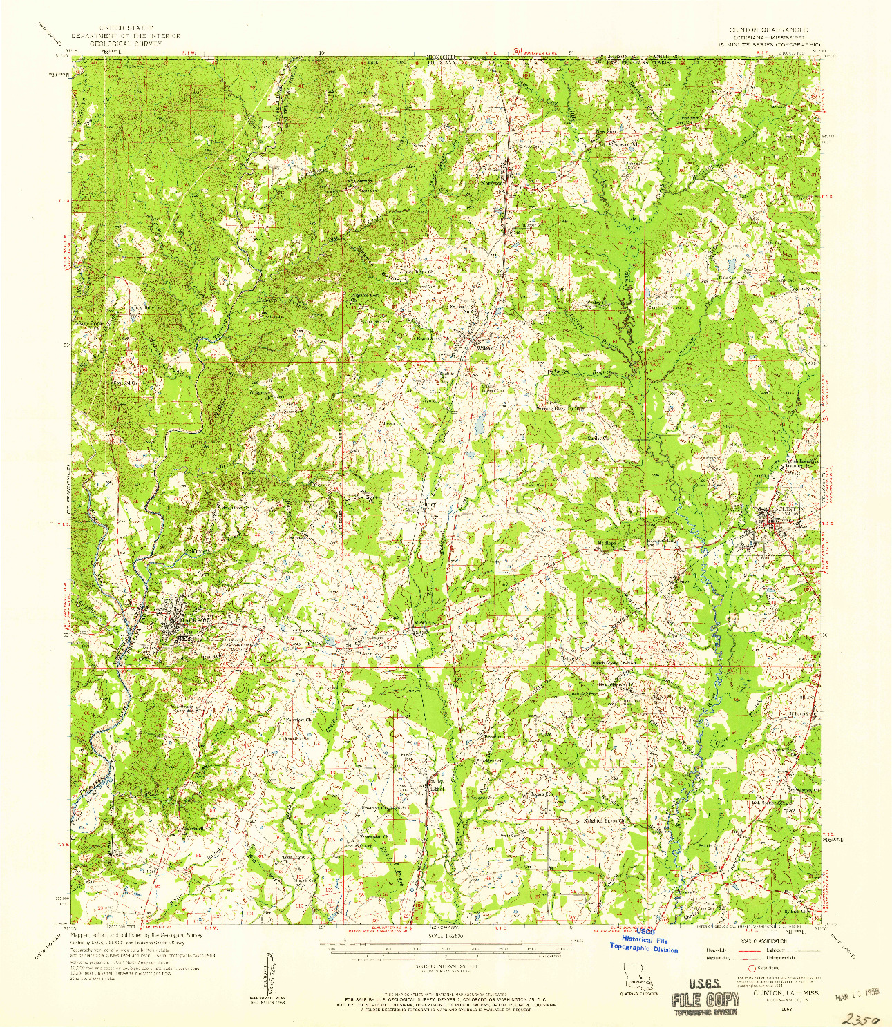 USGS 1:62500-SCALE QUADRANGLE FOR CLINTON, LA 1958