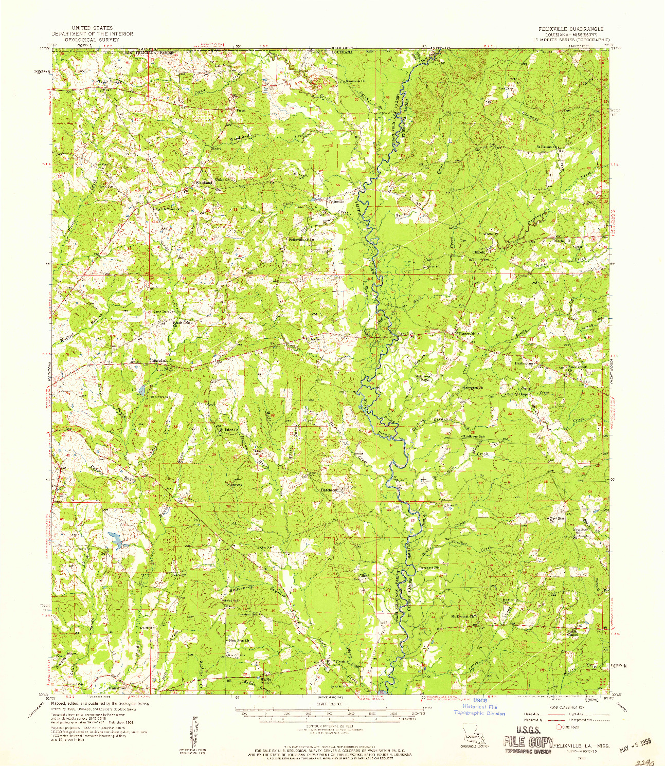 USGS 1:62500-SCALE QUADRANGLE FOR FELIXVILLE, LA 1958