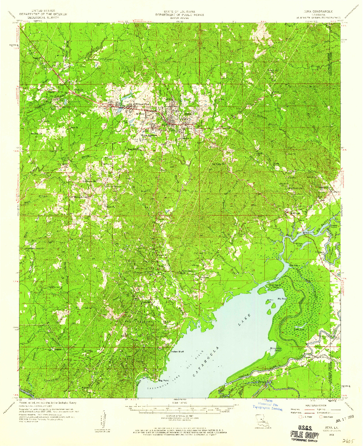 USGS 1:62500-SCALE QUADRANGLE FOR JENA, LA 1958