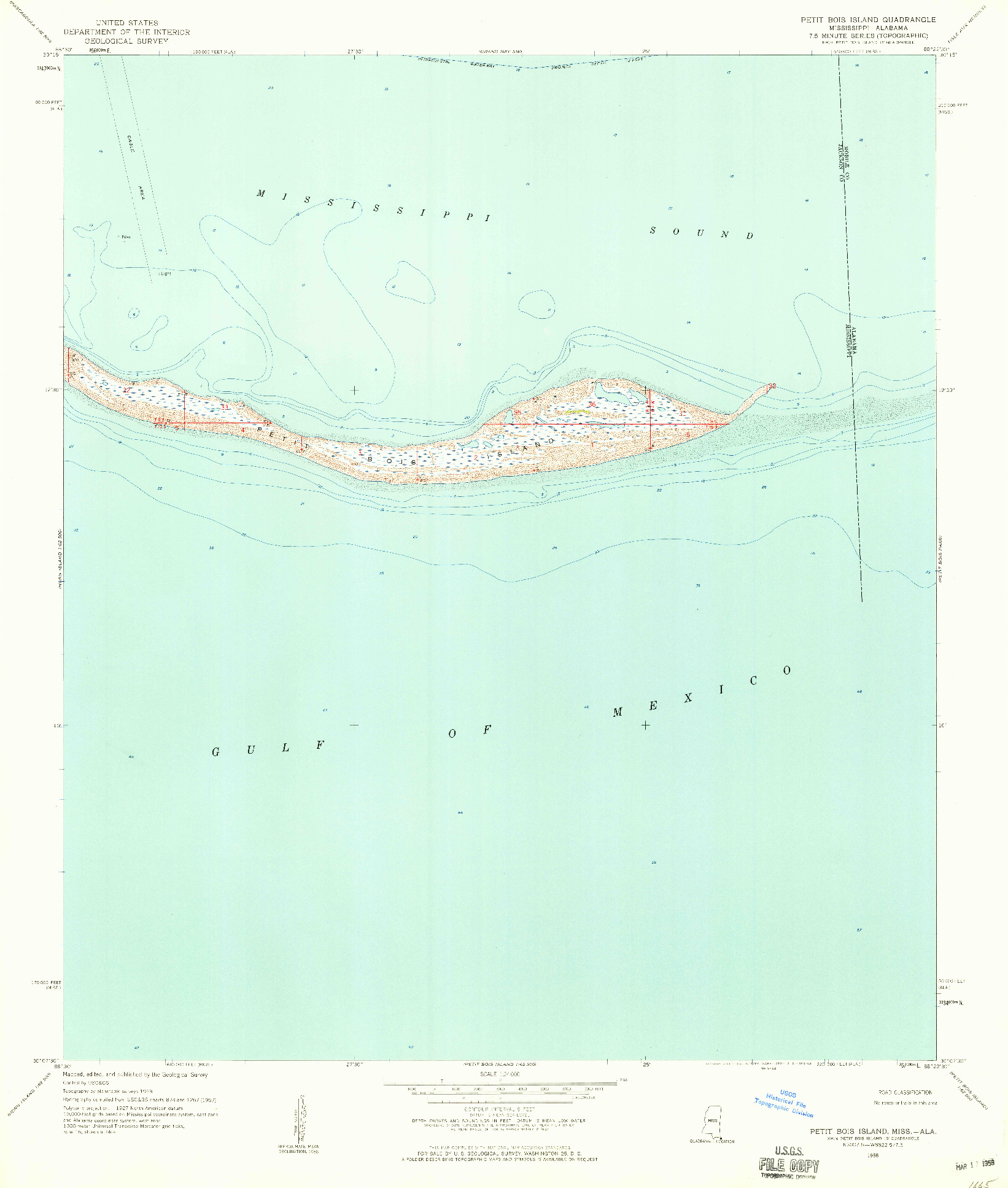USGS 1:24000-SCALE QUADRANGLE FOR PETIT BOIS ISLAND, MS 1958