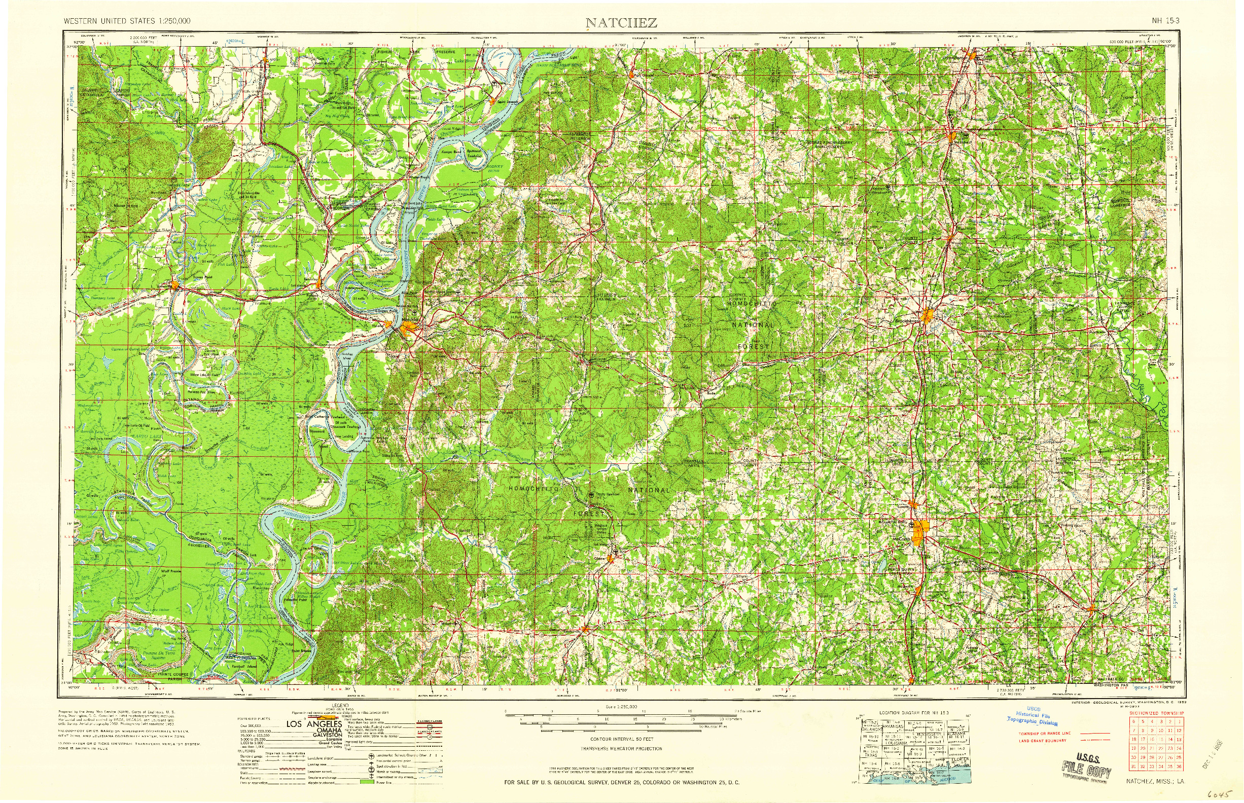 USGS 1:250000-SCALE QUADRANGLE FOR NATCHEZ, MS 1959