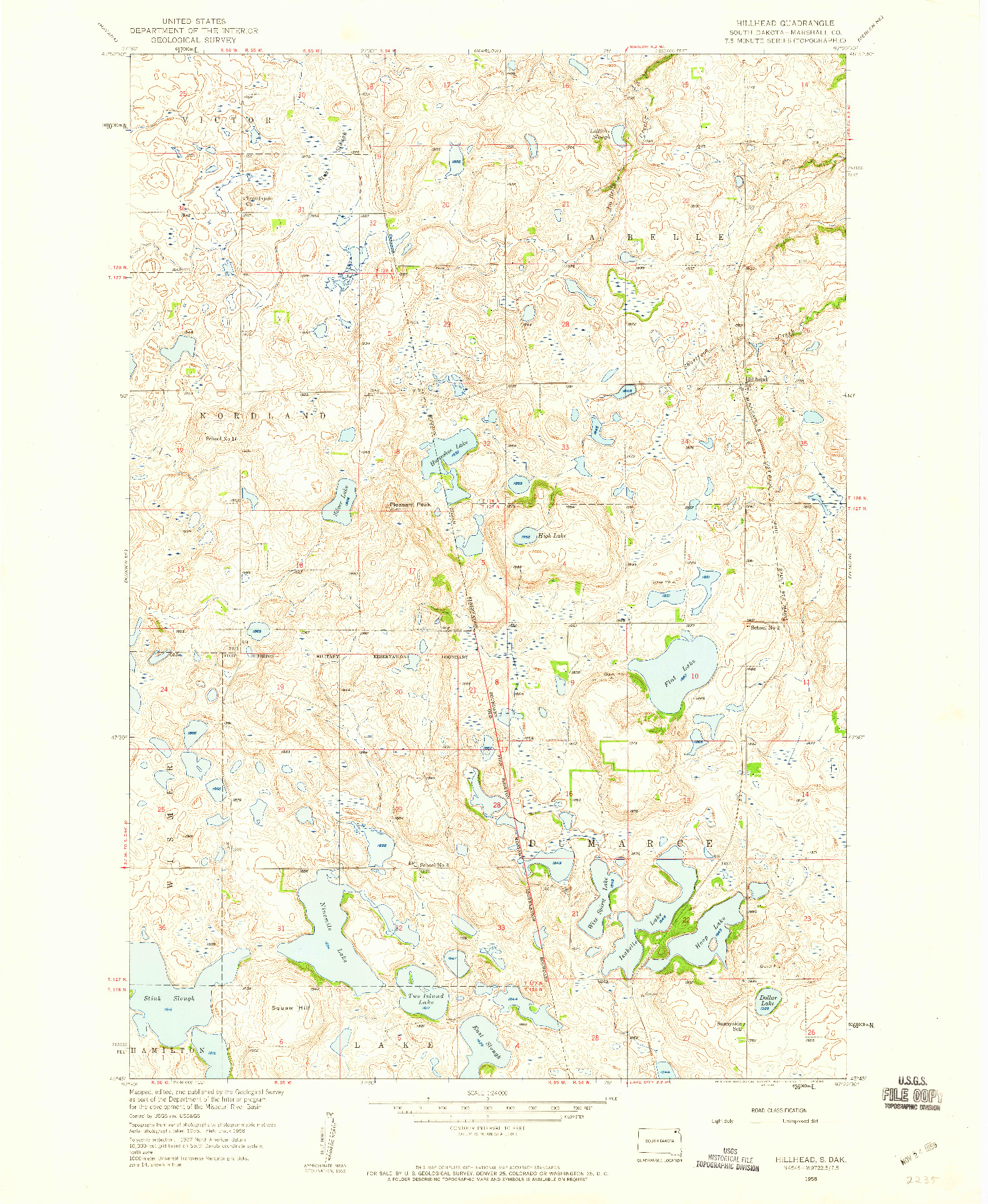 USGS 1:24000-SCALE QUADRANGLE FOR HILLHEAD, SD 1958