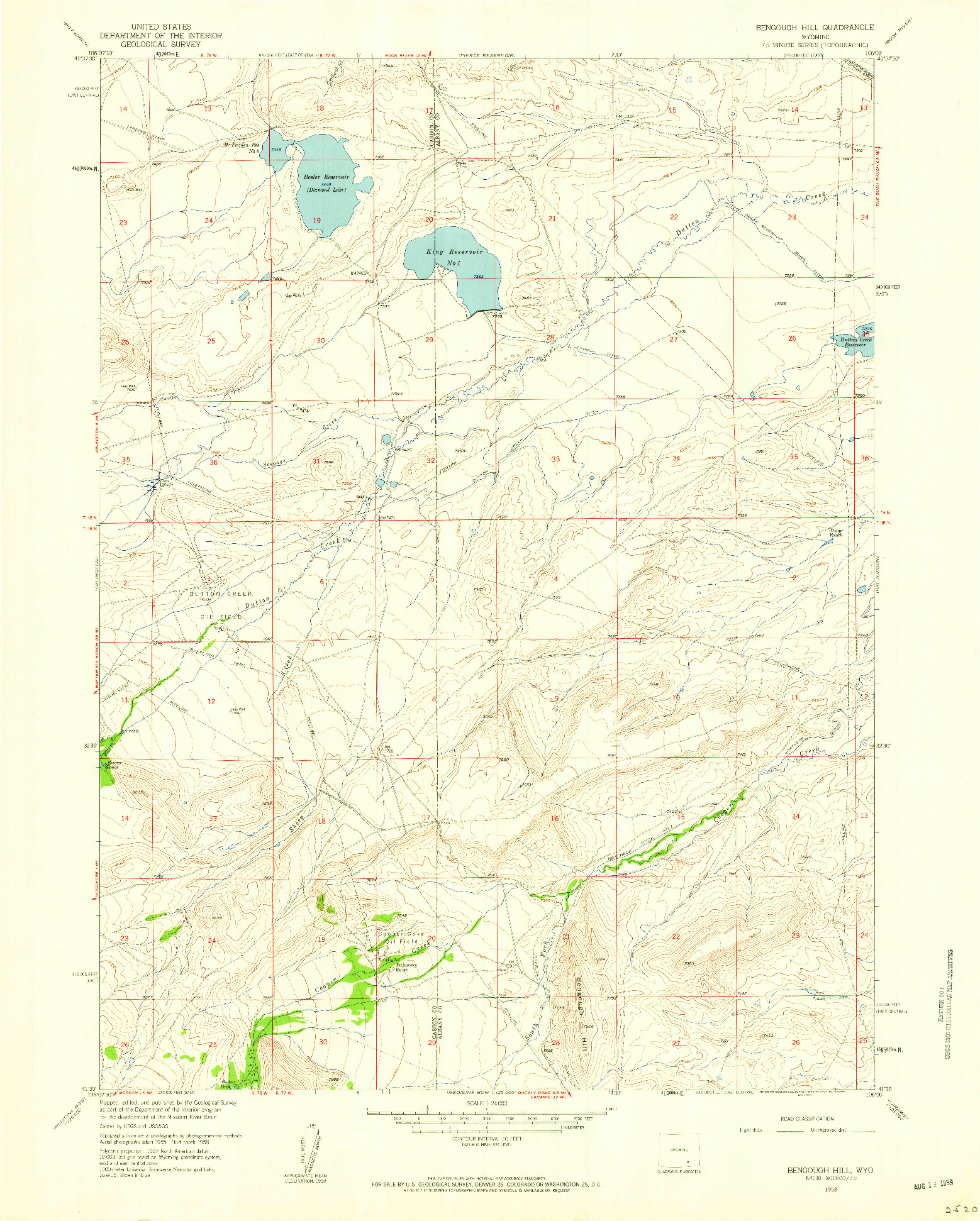 USGS 1:24000-SCALE QUADRANGLE FOR BENGOUGH HILL, WY 1958