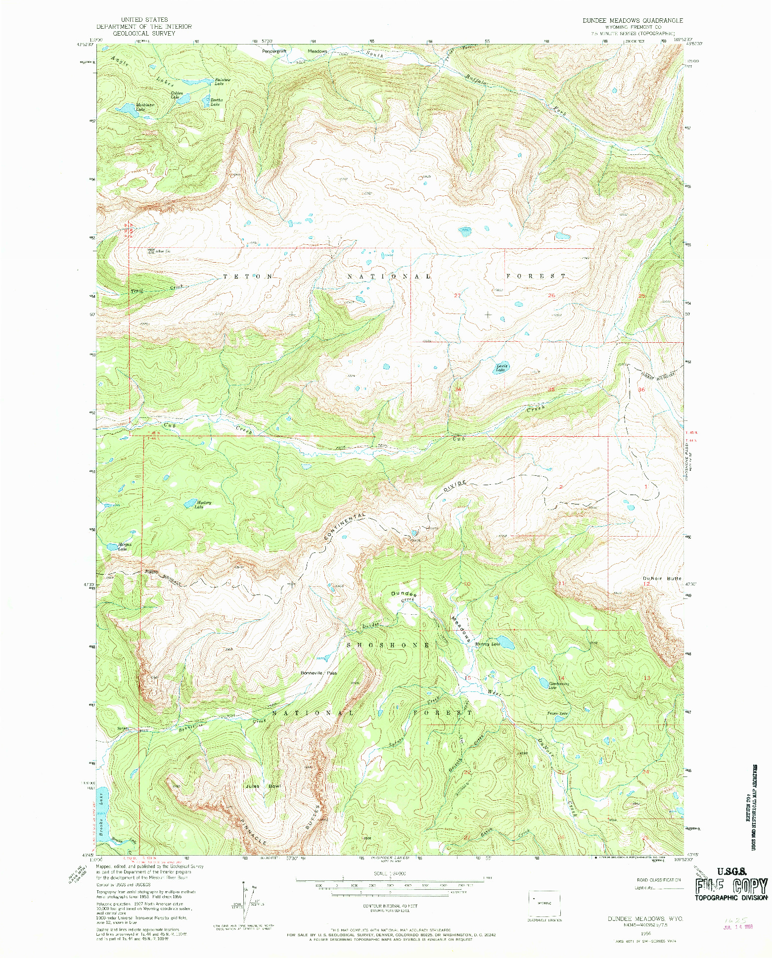 USGS 1:24000-SCALE QUADRANGLE FOR DUNDEE MEADOWS, WY 1956