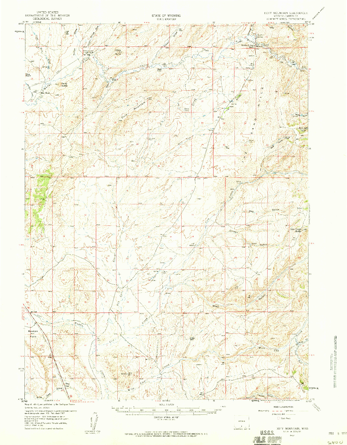 USGS 1:62500-SCALE QUADRANGLE FOR DOTY MOUNTAIN, WY 1957