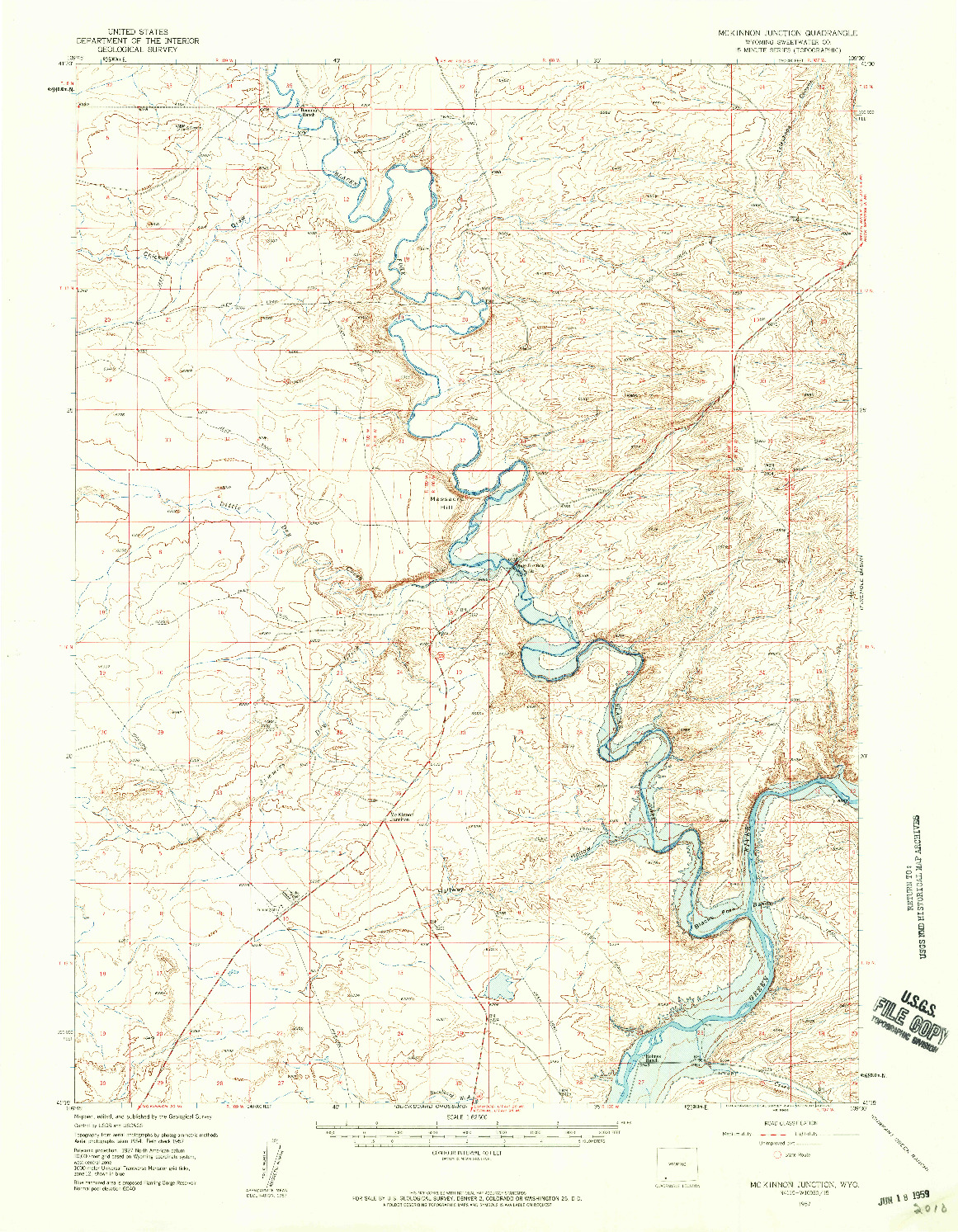 USGS 1:62500-SCALE QUADRANGLE FOR MC KINNON JUNCTION, WY 1957