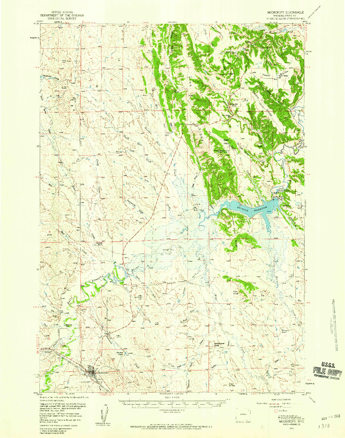 USGS 1:62500-SCALE QUADRANGLE FOR MOORCROFT, WY 1957