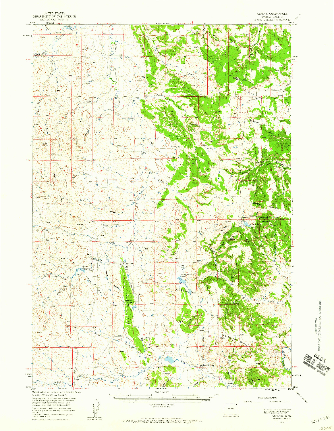 USGS 1:62500-SCALE QUADRANGLE FOR OSHOTO, WY 1957