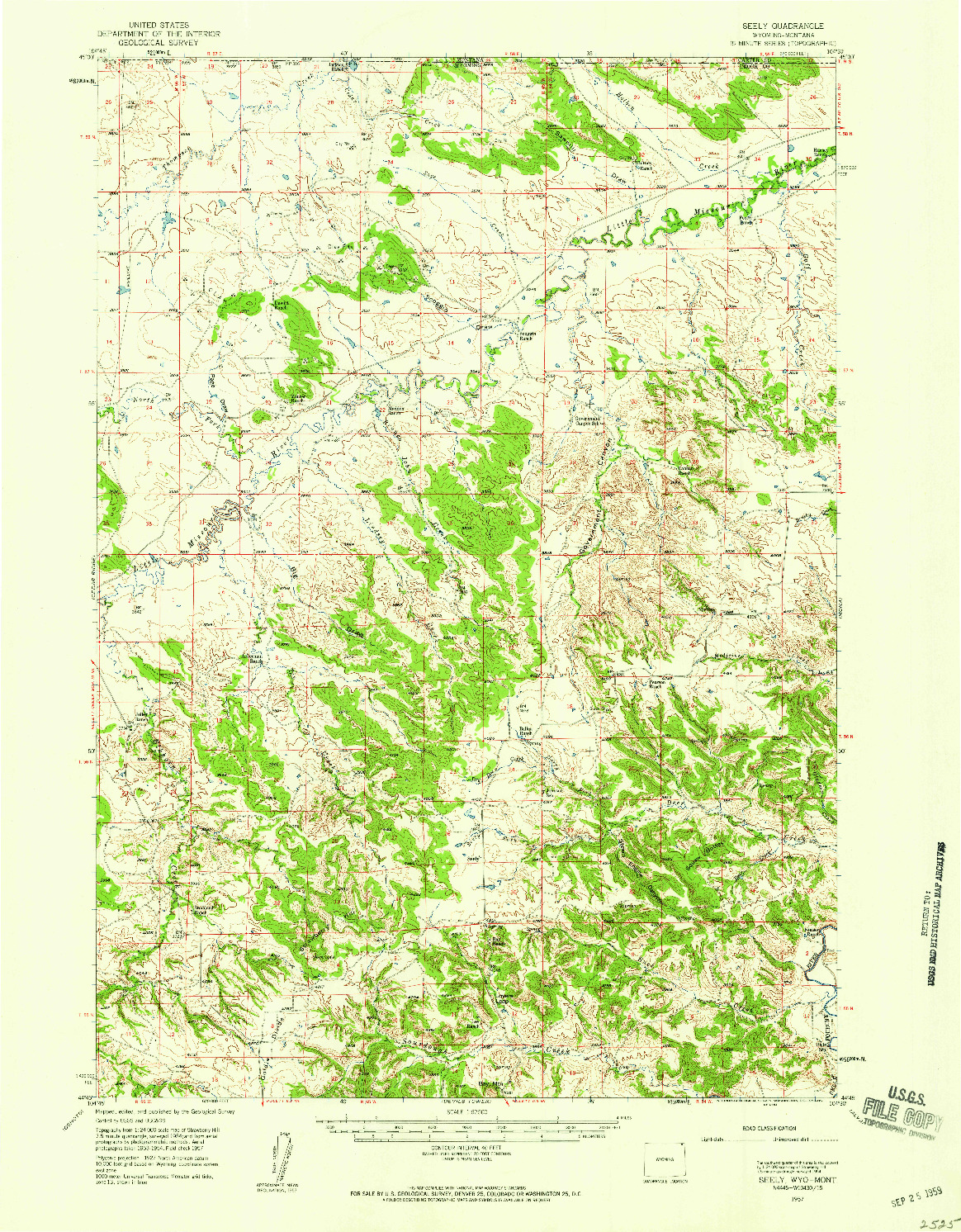 USGS 1:62500-SCALE QUADRANGLE FOR SEELY, WY 1957