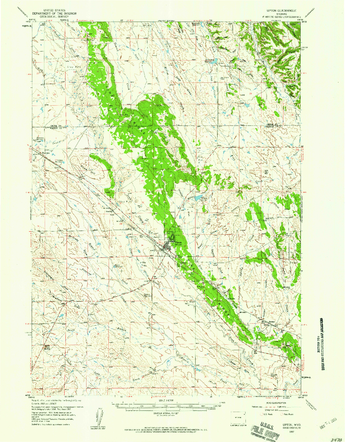 USGS 1:62500-SCALE QUADRANGLE FOR UPTON, WY 1957