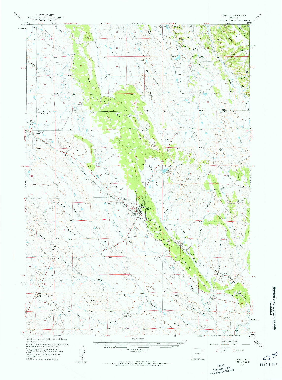 USGS 1:62500-SCALE QUADRANGLE FOR UPTON, WY 1957