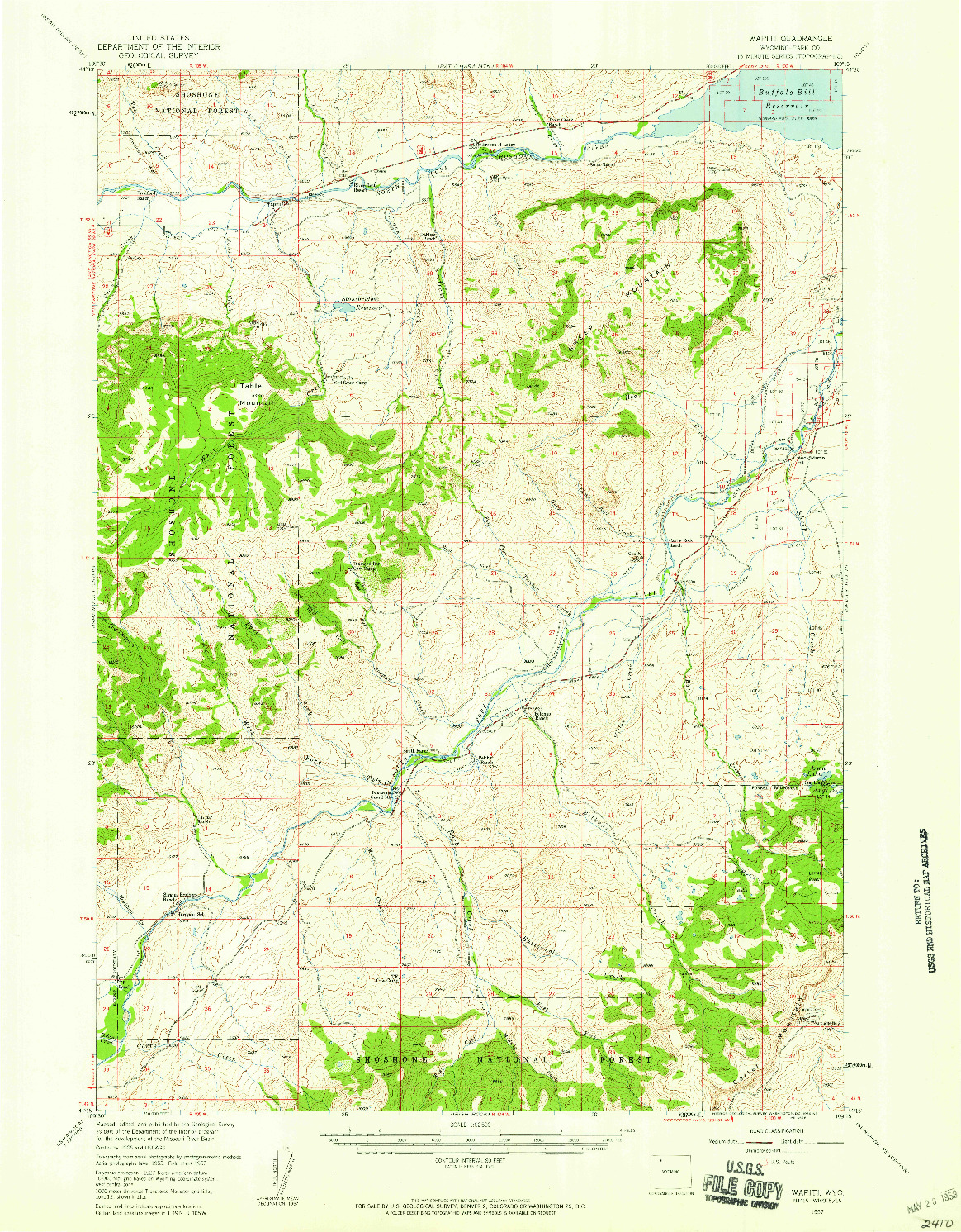 USGS 1:62500-SCALE QUADRANGLE FOR WAPITI, WY 1957