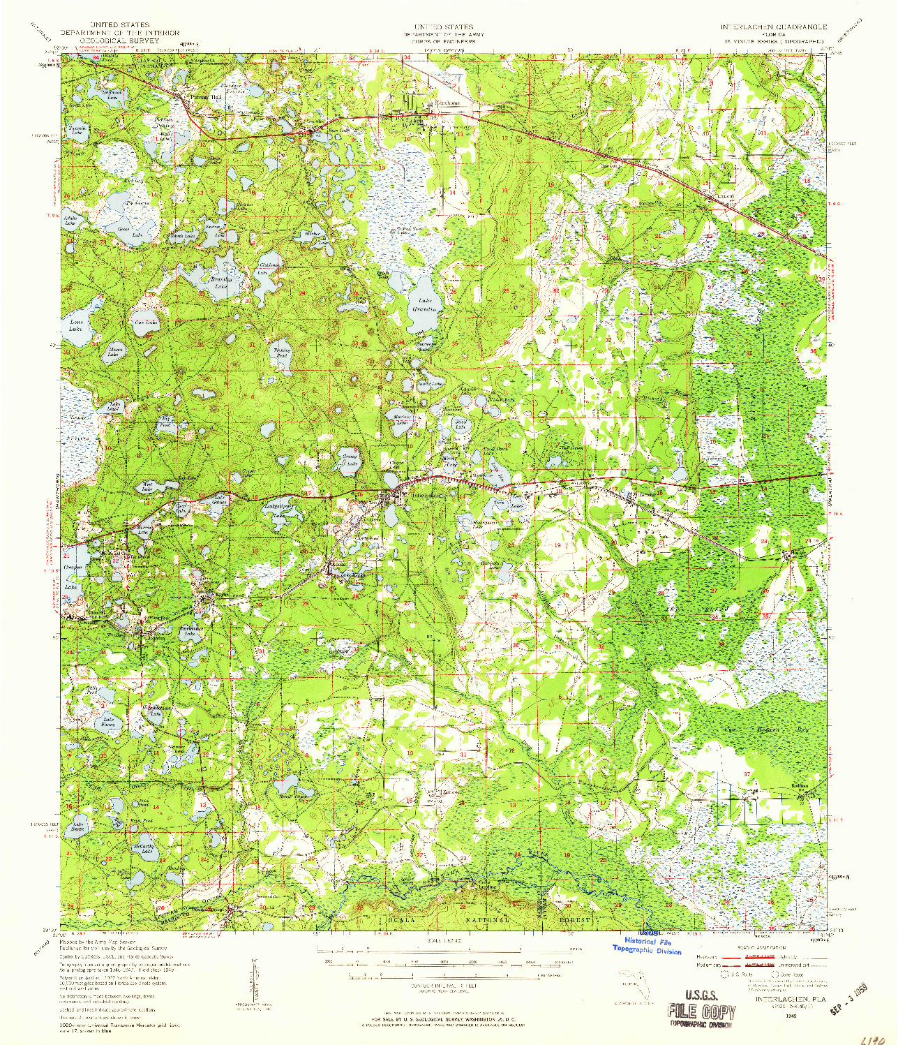 USGS 1:62500-SCALE QUADRANGLE FOR INTERLACHEN, FL 1949