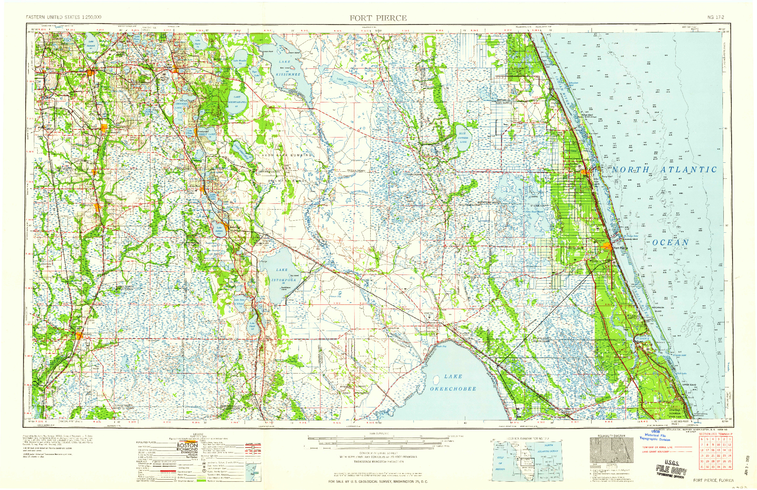 USGS 1:250000-SCALE QUADRANGLE FOR FORT PIERCE, FL 1959